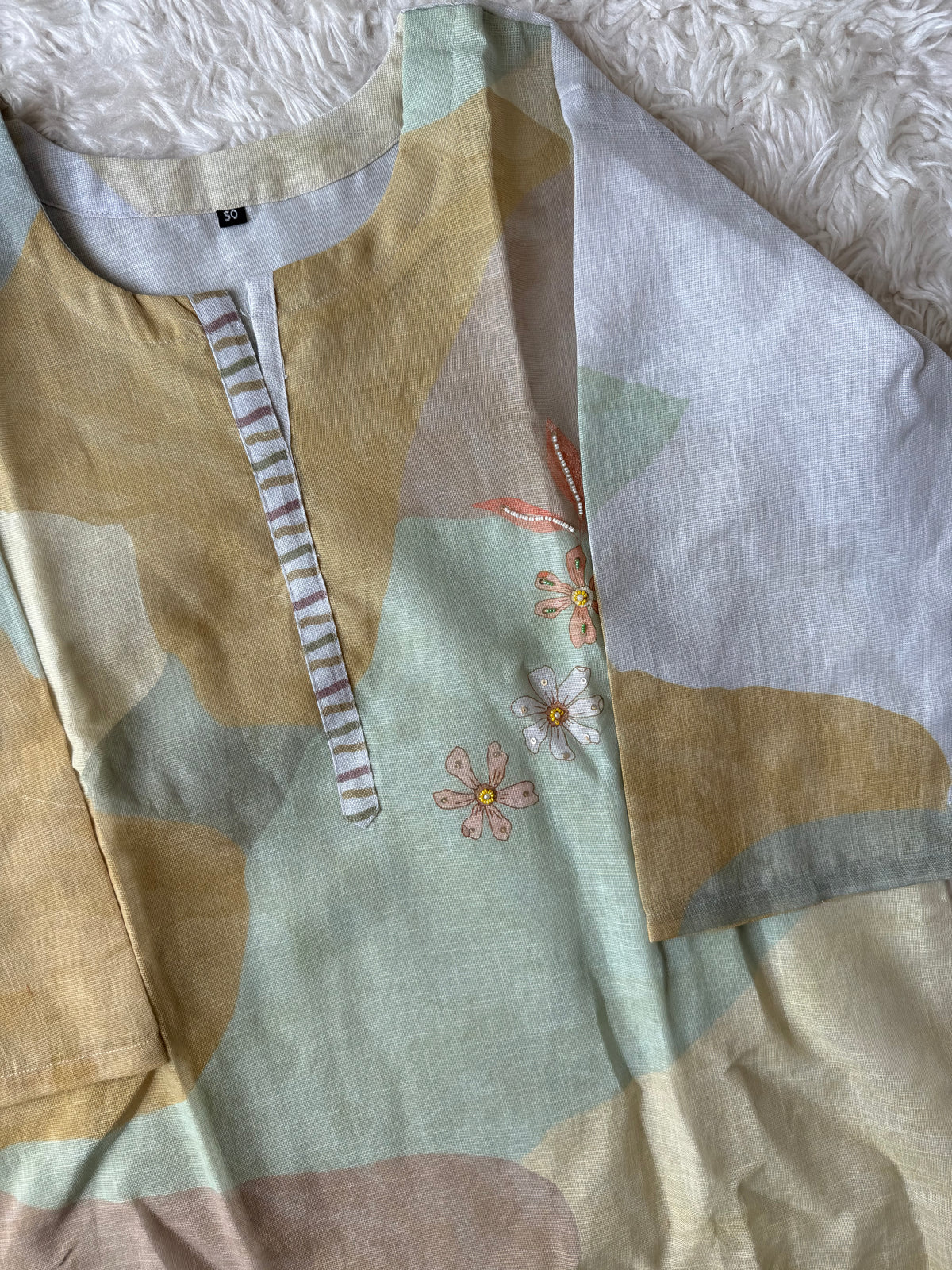 “Plus Size” Linen Kurti Pant Dupatta Set