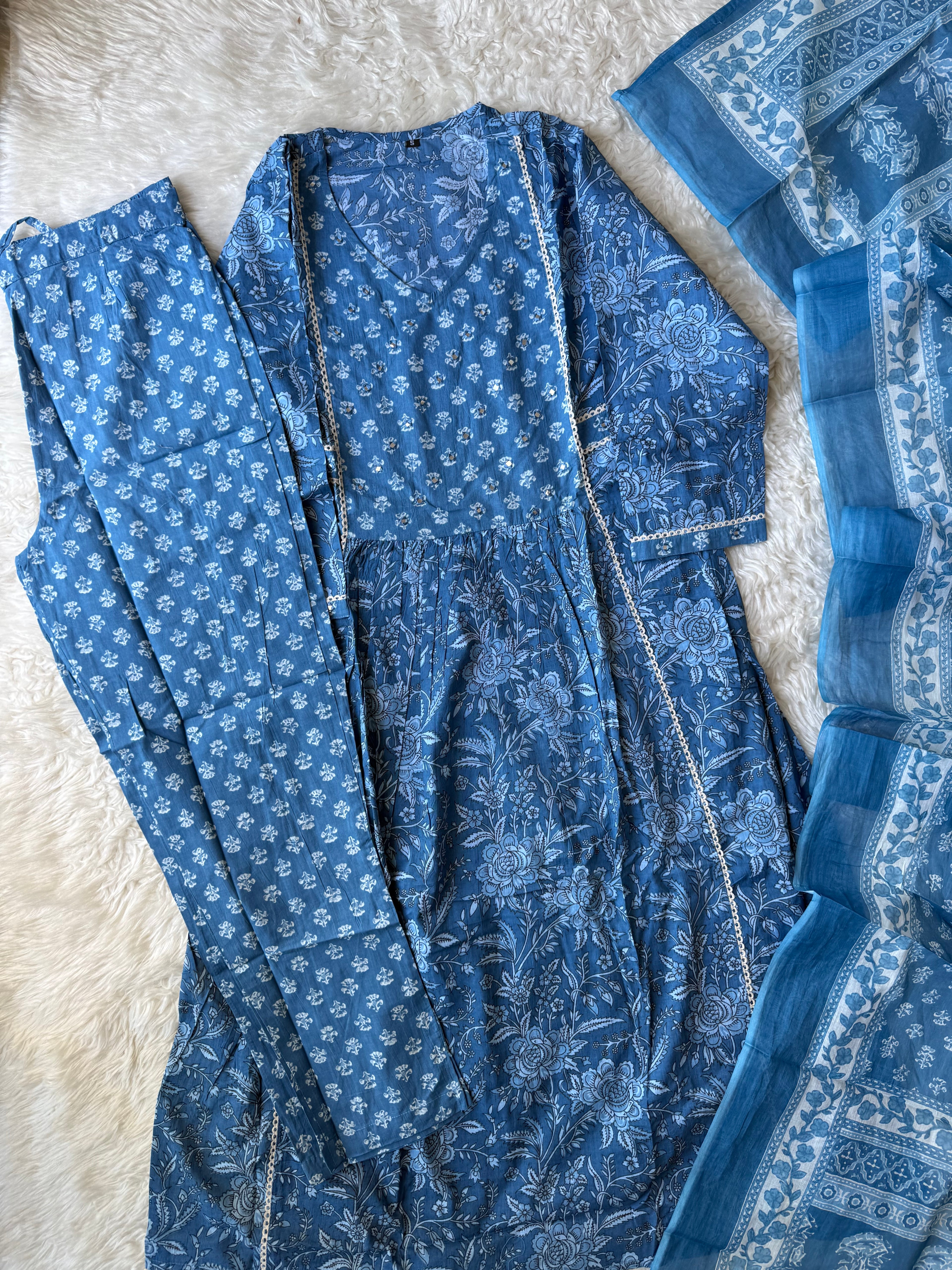 Pure Cotton Kurti Pant Dupatta Set