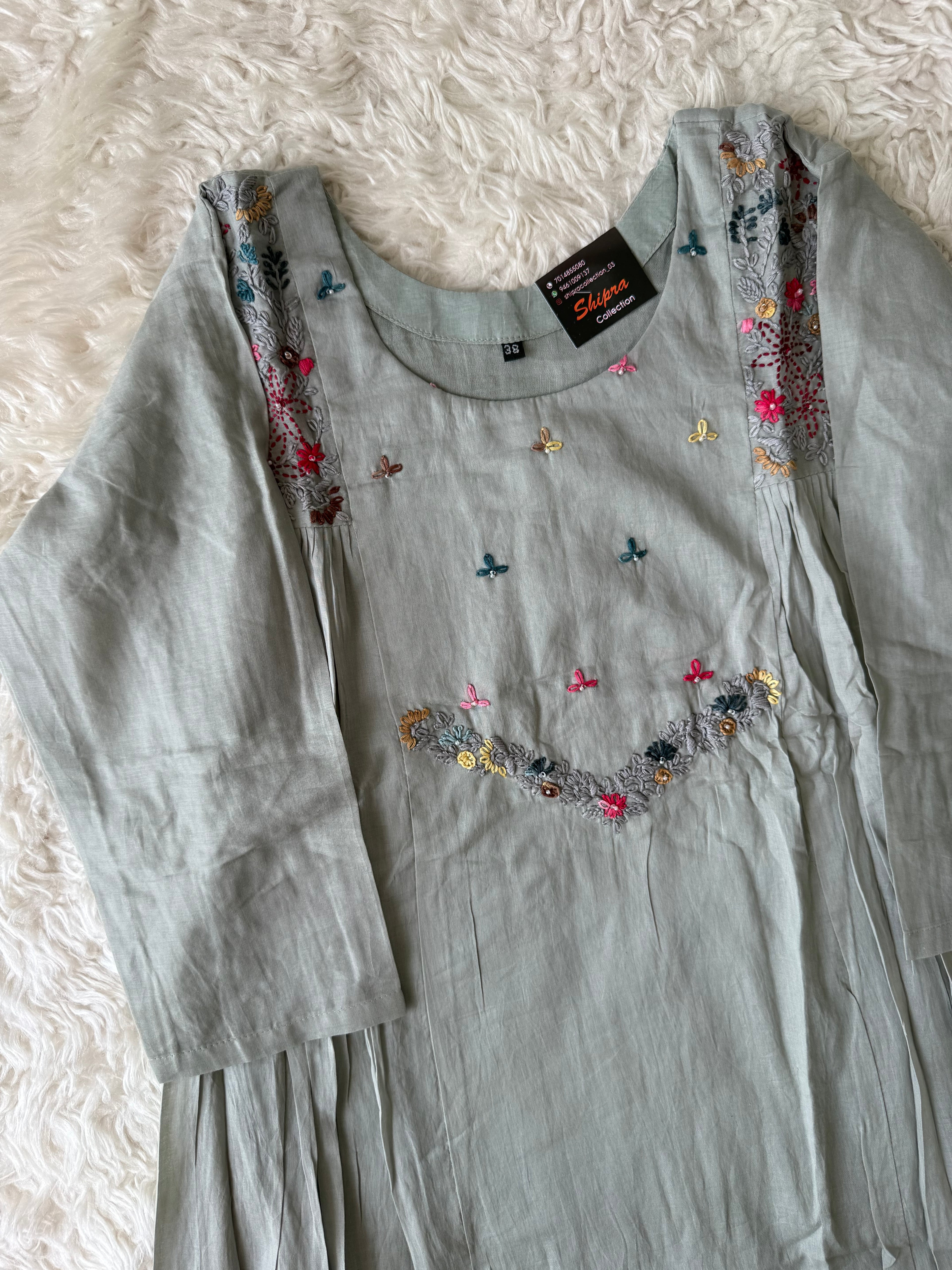 Mul Chanderi Kurti Pant Dupatta Set