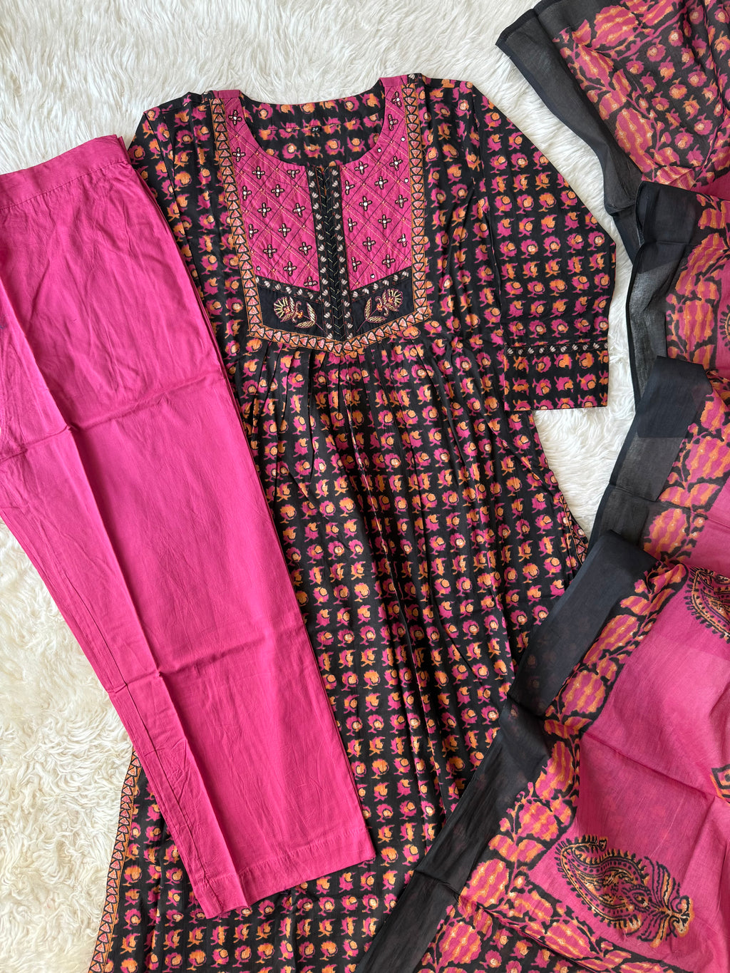Premium Cotton Kurti Pant Dupatta Set