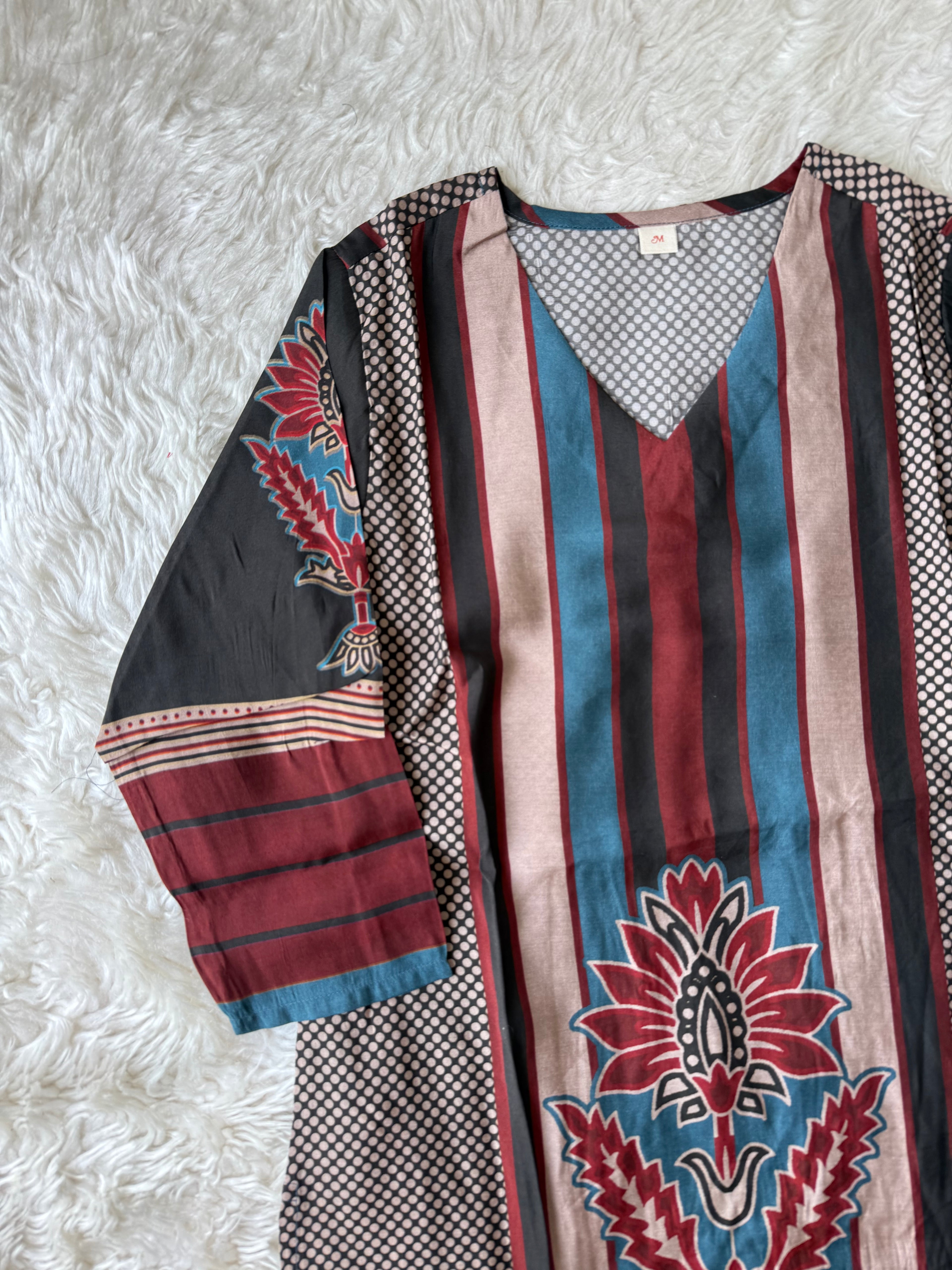 Pure Muslin Silk Kurti Pant Dupatta Set