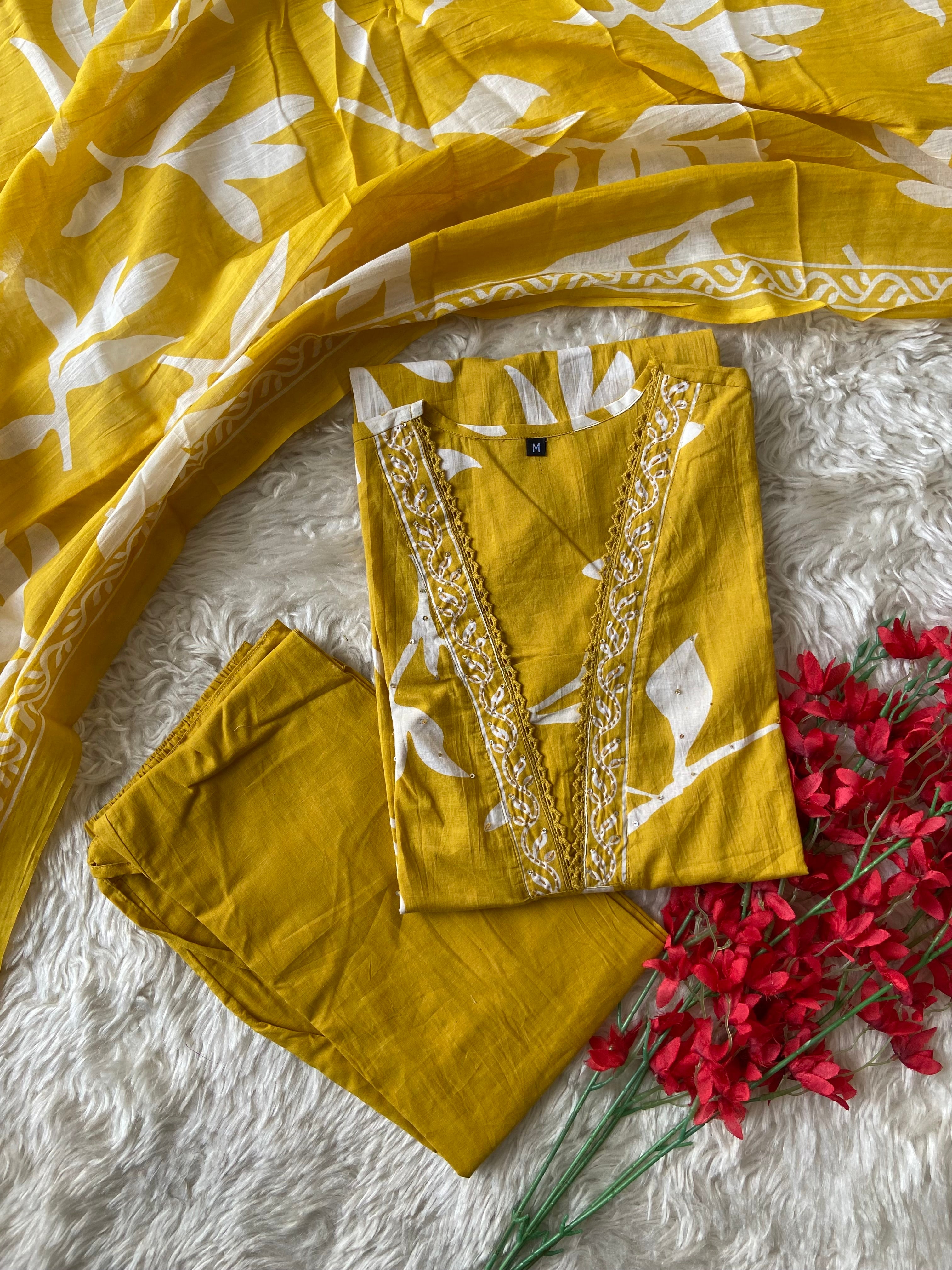 Budget Friendly Kurti Pant Dupatta Set