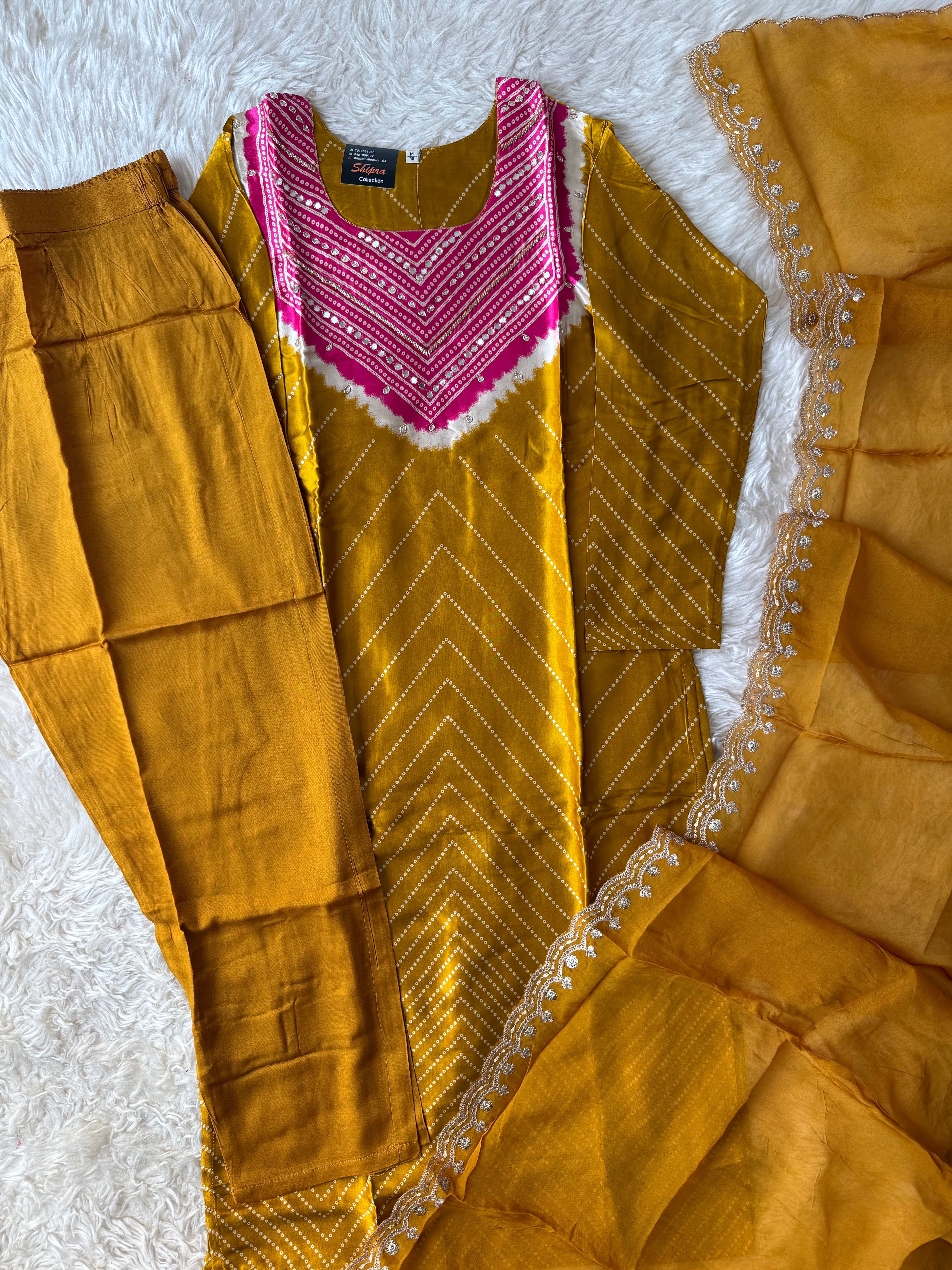 Gazi Silk Kurti Pant Dupatta Set