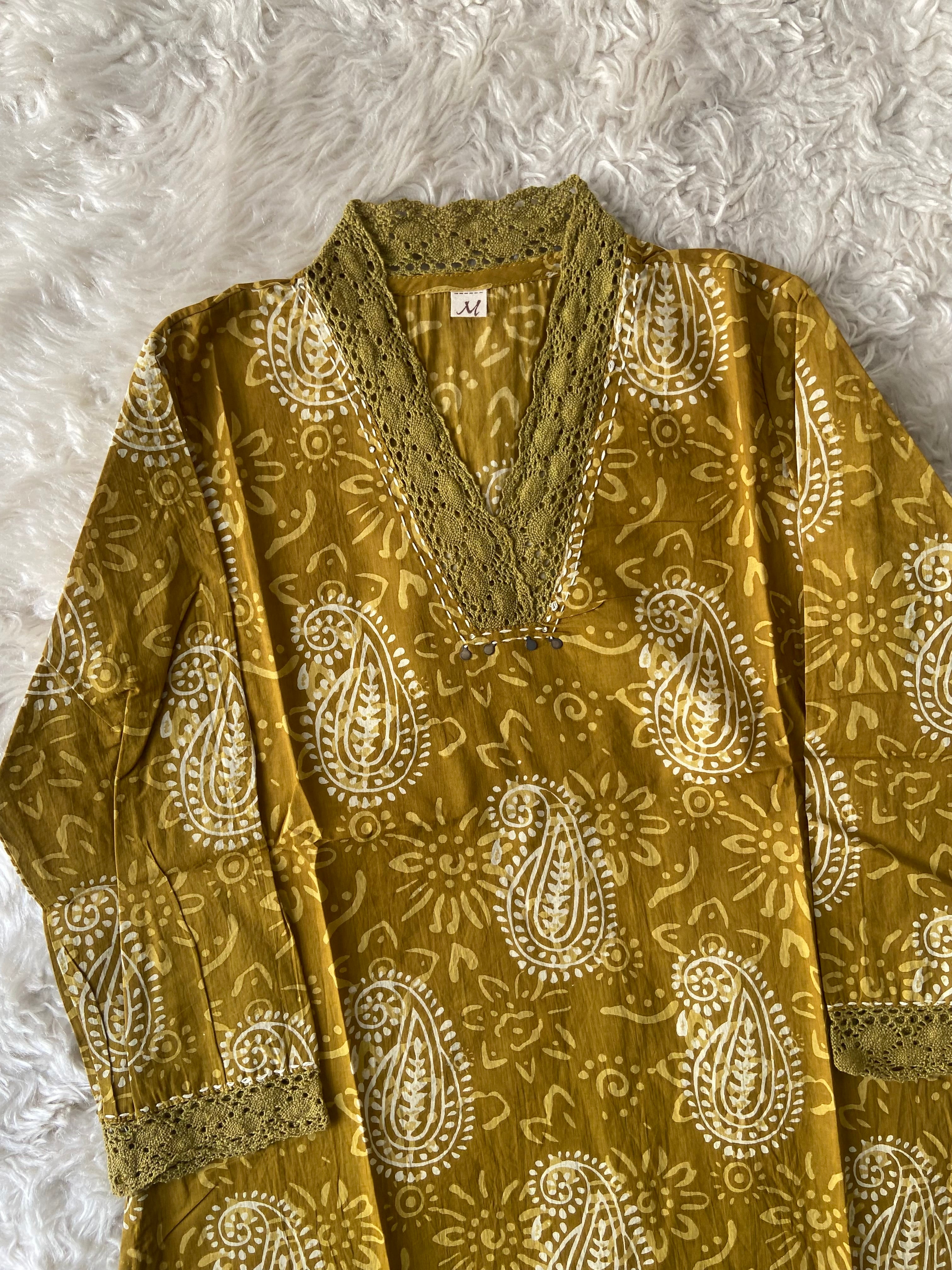 V-Neck Lace Details Kurti
