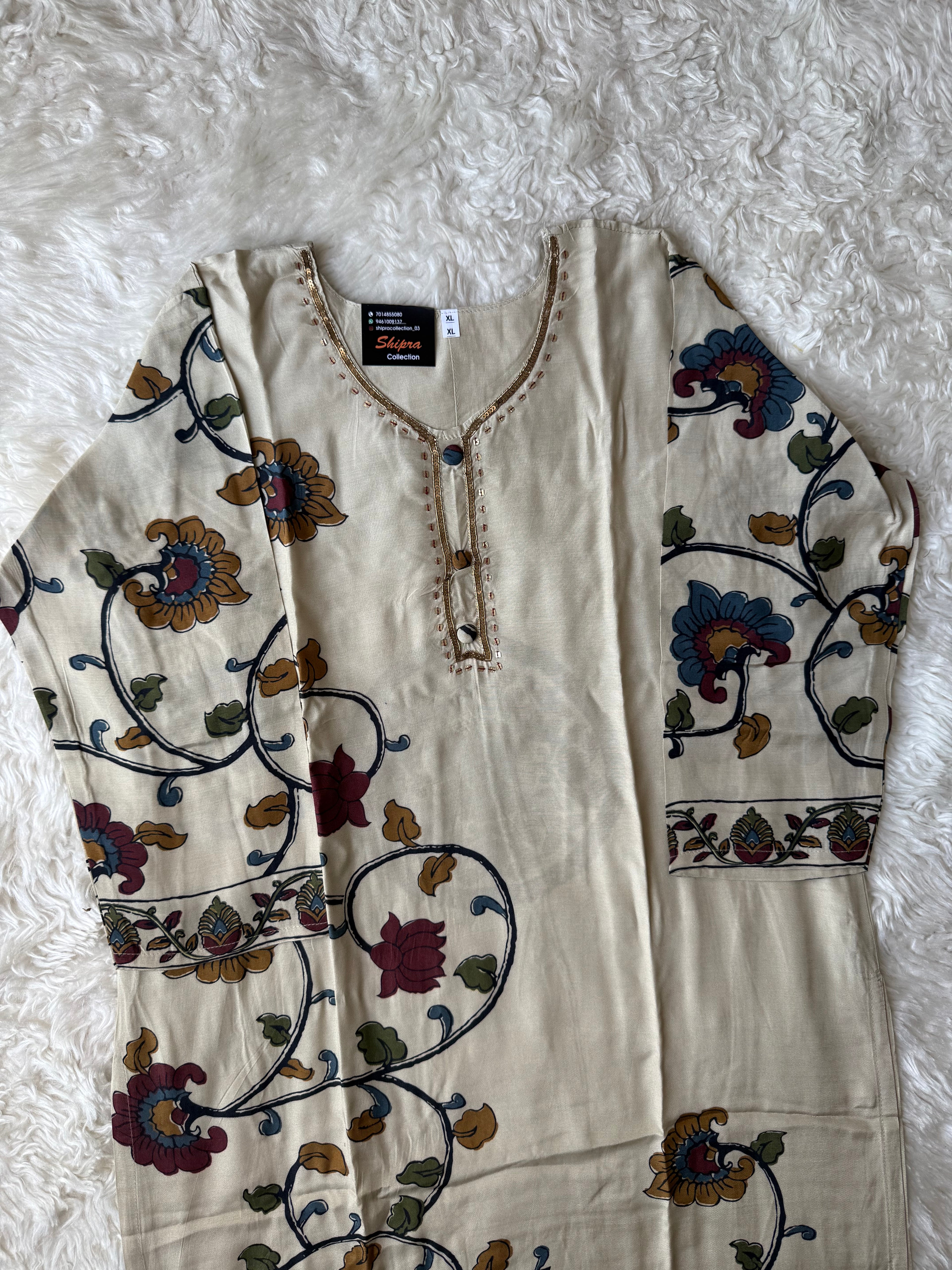 Premium Muslin Silk Kurti Pant Dupatta Set