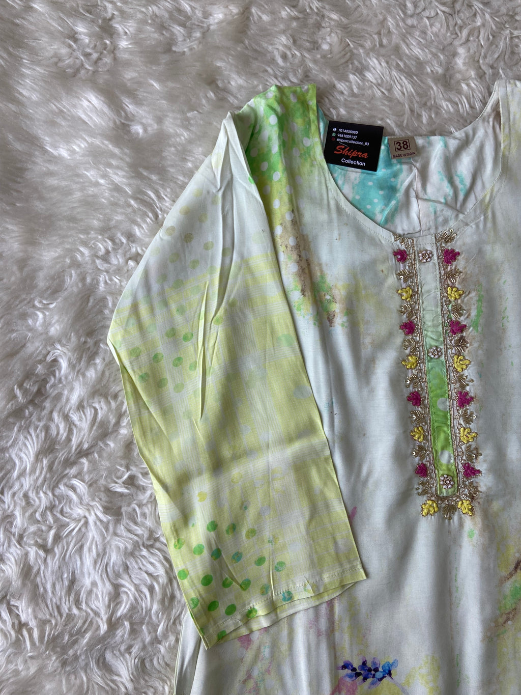 Pure Muslin Silk Kurti Pant Dupatta Set