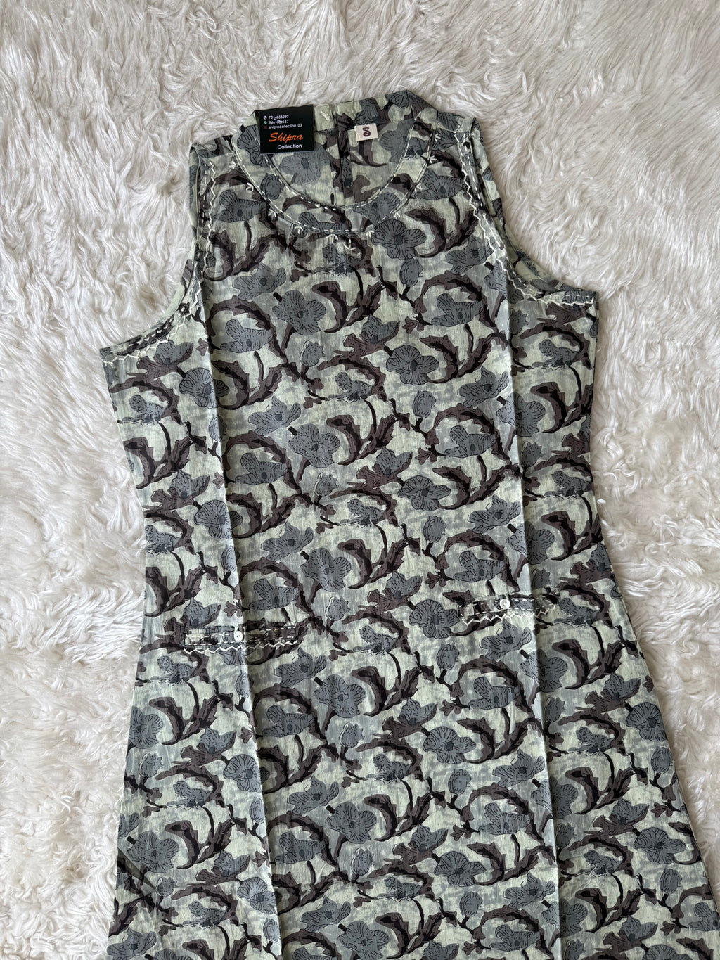 Pure Cotton Sleeveless Kurti Pant Set