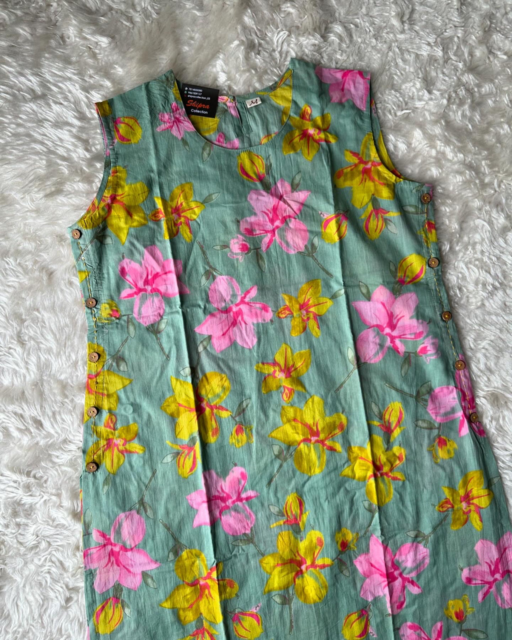 Pure Cotton Sleeveless Kurti Pant Set