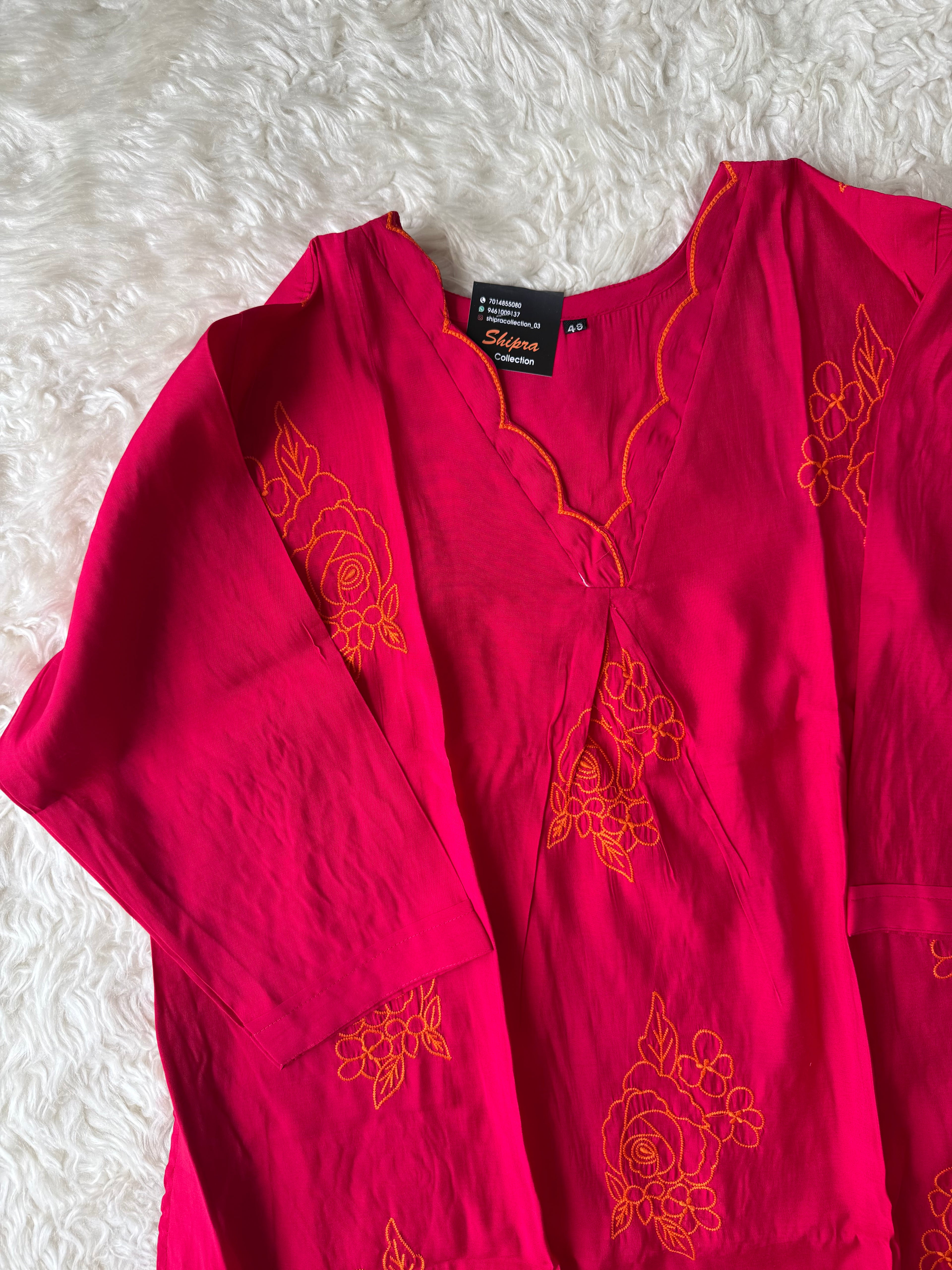 “ Plus Size” Muslin Silk Kurti Pant Dupatta Set