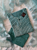 “Plus Size” Pure Chanderi Silk Kurti Pant Dupatta Set