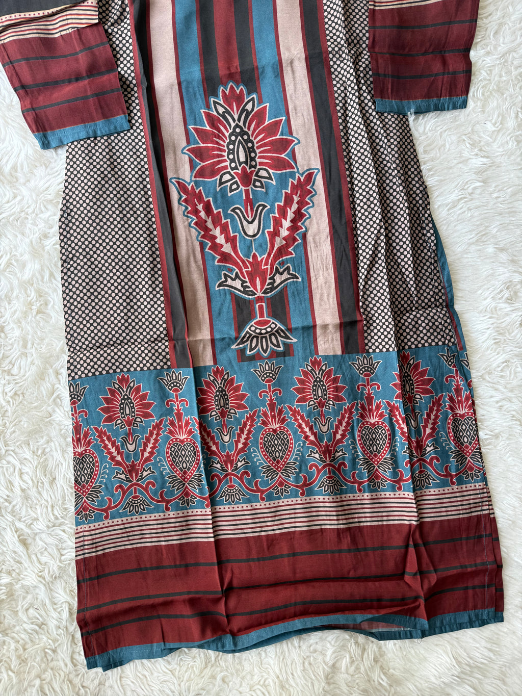 Pure Muslin Silk Kurti Pant Dupatta Set