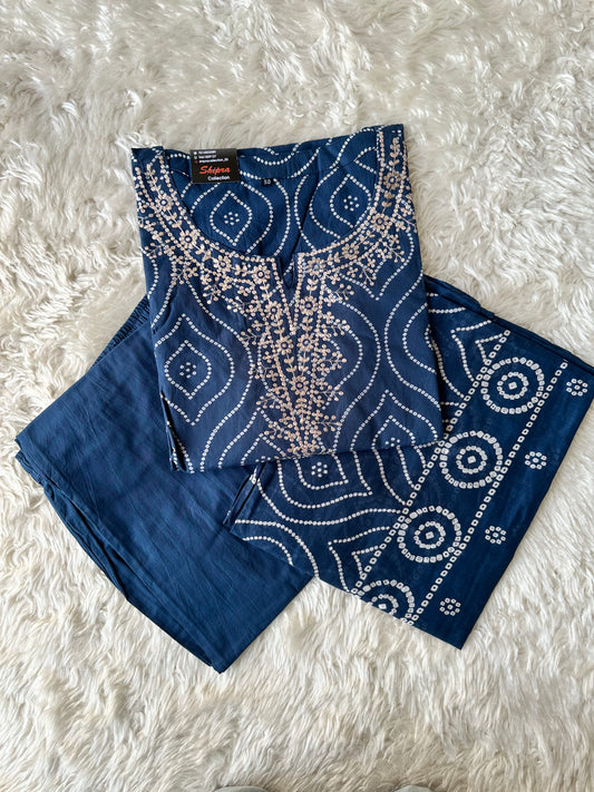 Premium Cotton Kurti Pant Dupatta Set