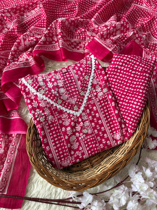 Premium Cotton Rani Pink 💞 Set