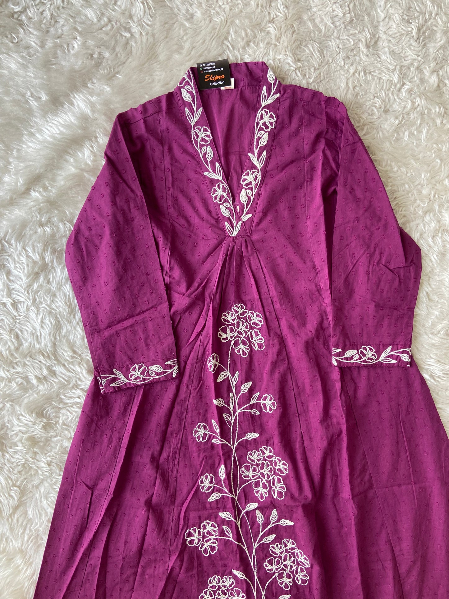 Dobey Mul Cotton Thread Work Kurti Pant Set