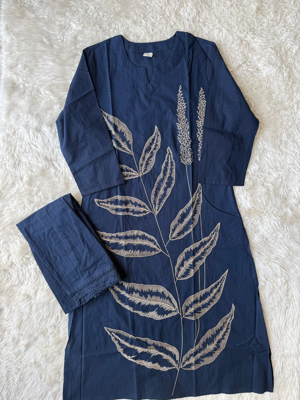 Slub Cotton Kurti Plazo Pant Set