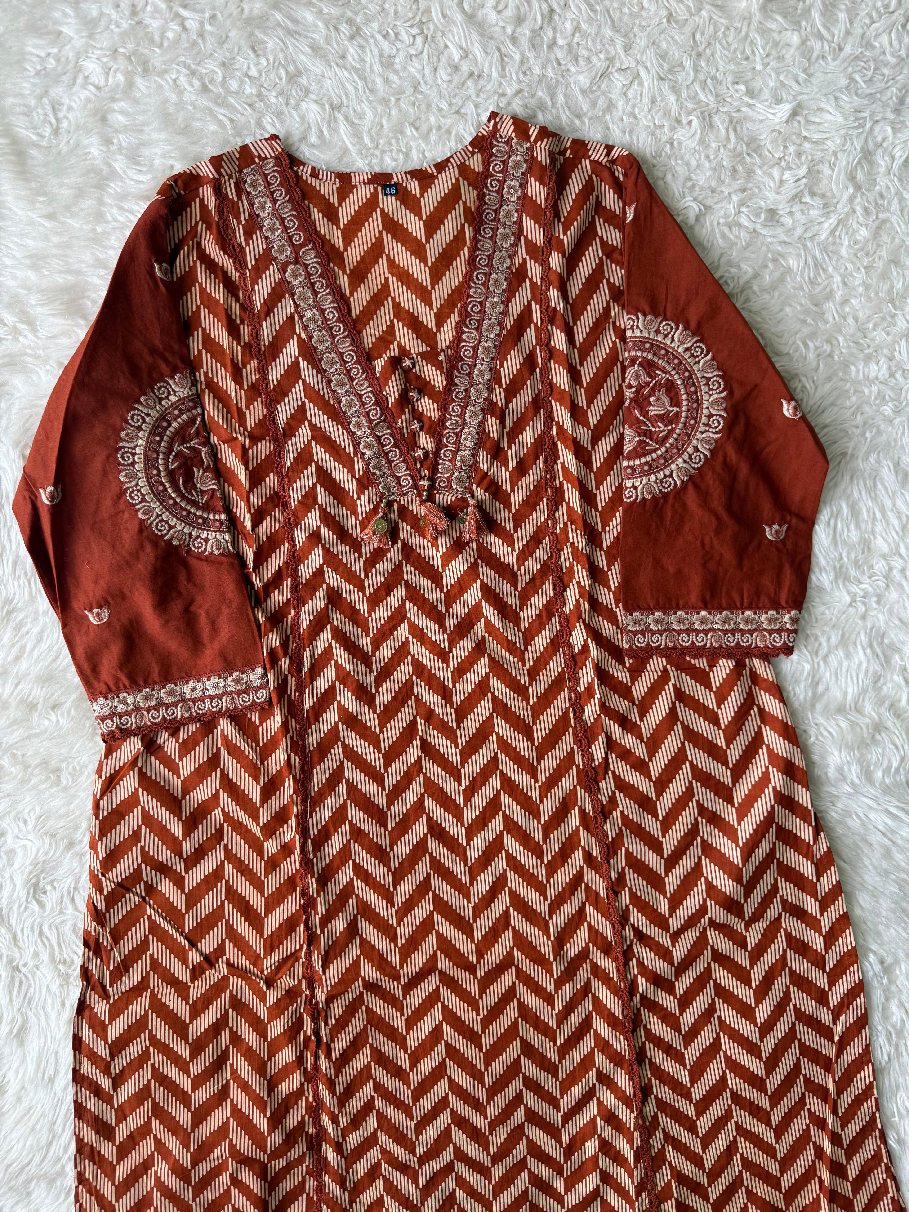 Pure Cotton Kurti Pant Dupatta Set