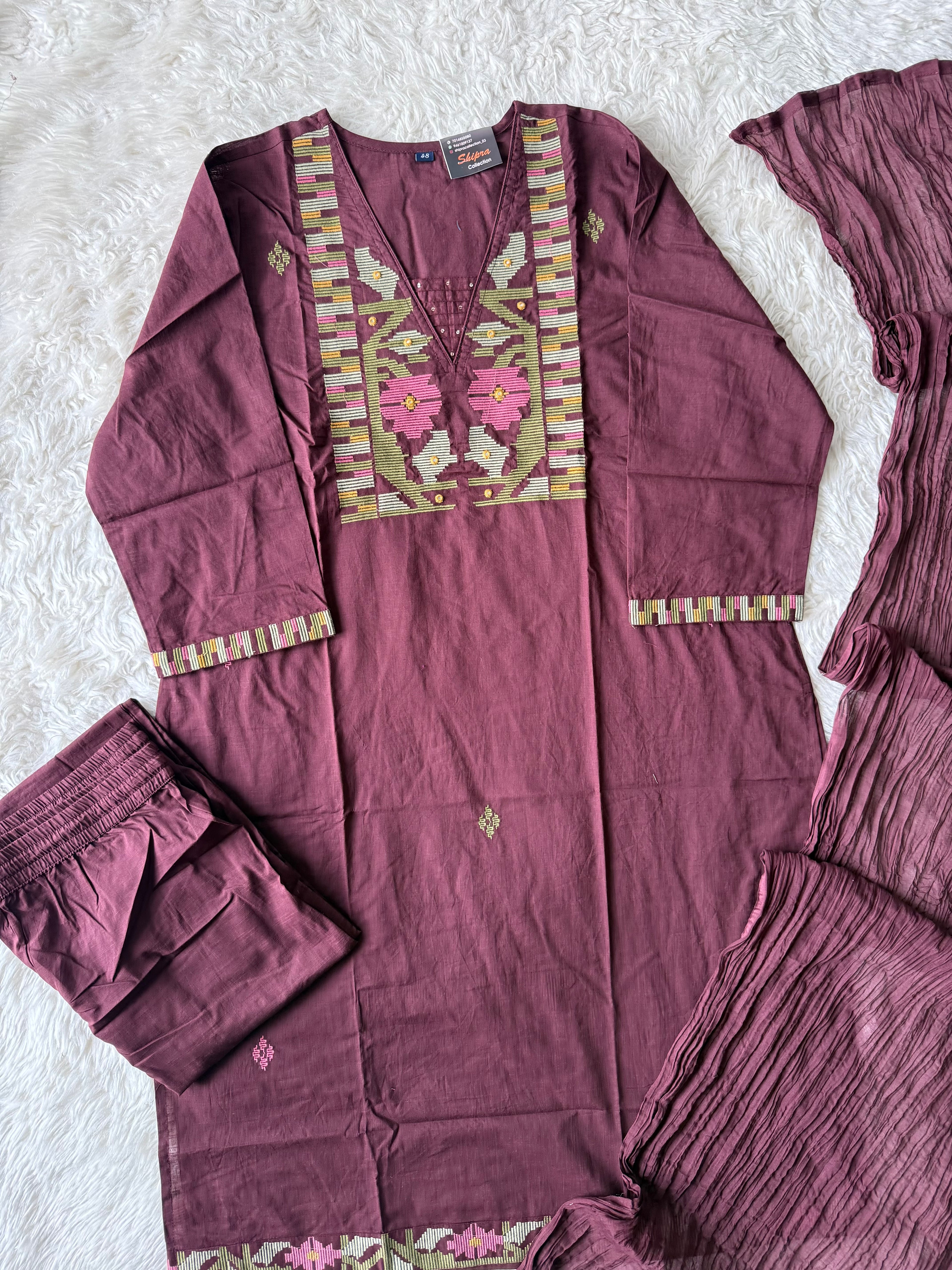 Premium Cotton Kurti Pant Dupatta Set