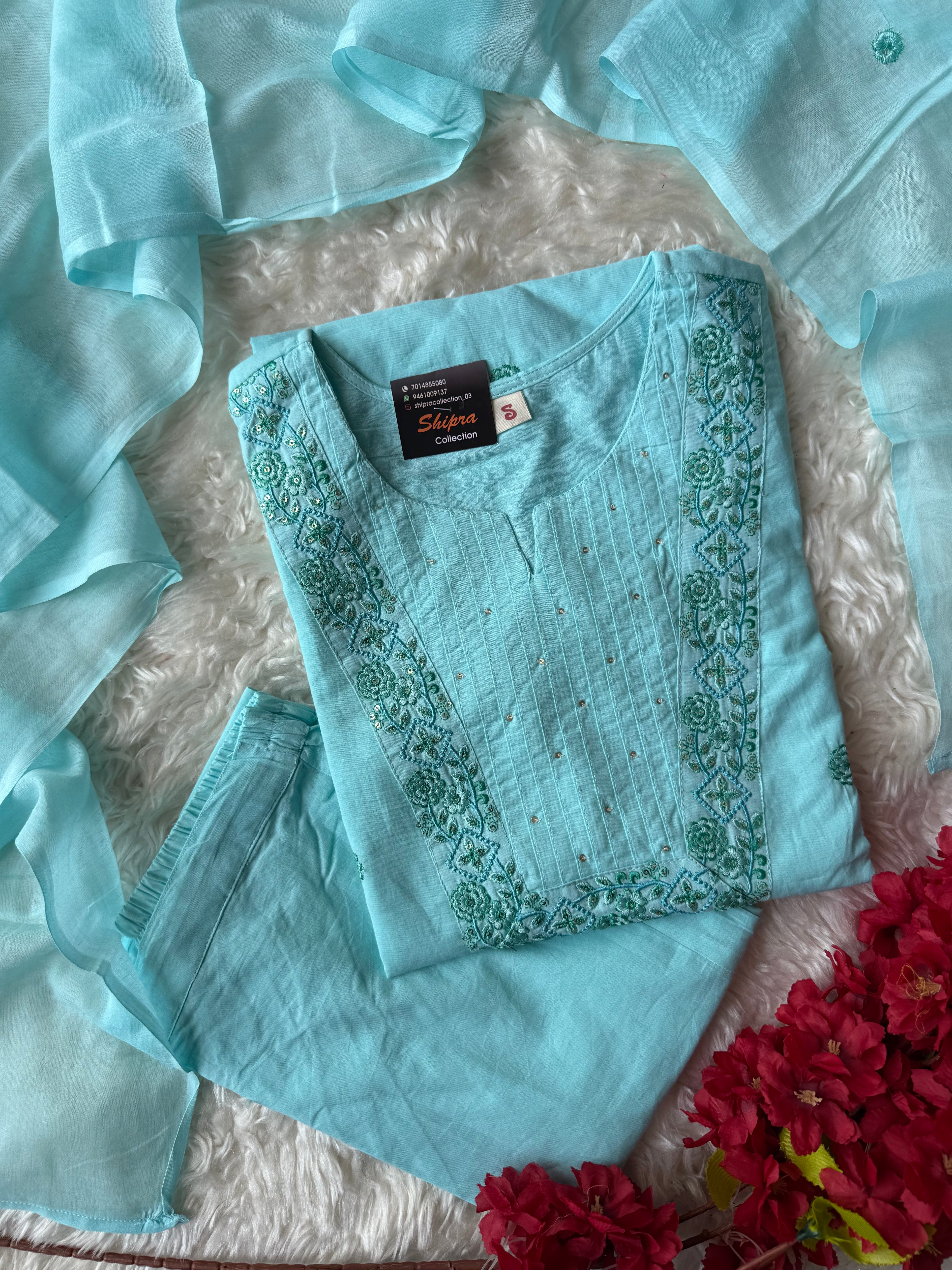 Premium Cotton Kurti Pant Dupatta Set