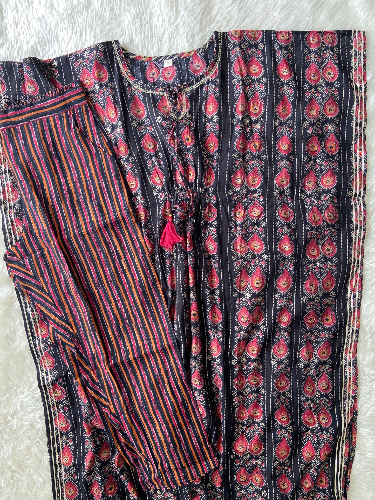 Pure Muslin Silk kaftan Kurti Pant Set