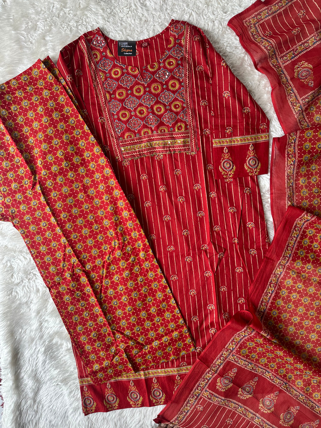 Pure Cotton Kurti Pant Plazo Dupatta Set