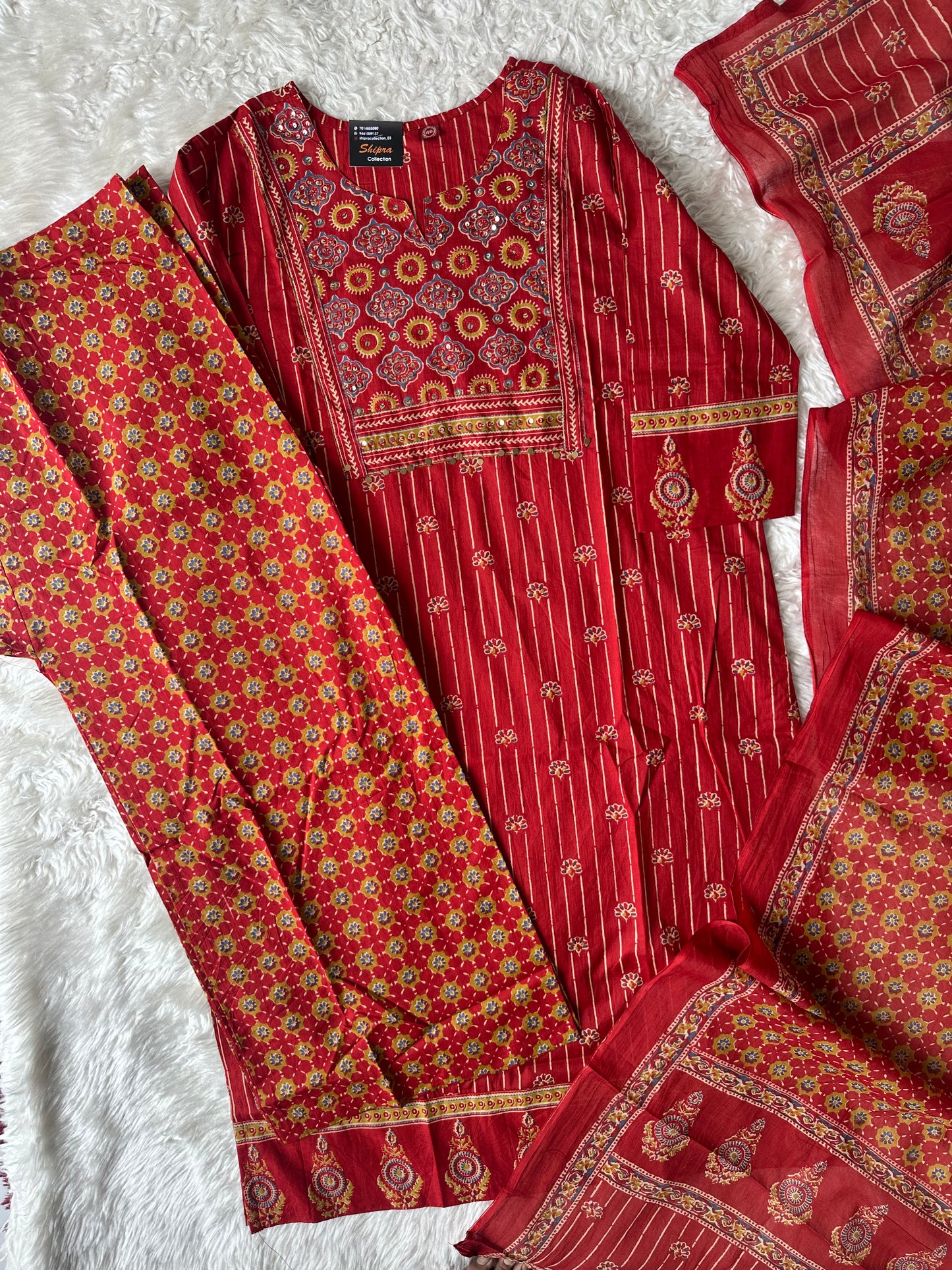 Pure Cotton Kurti Pant Plazo Dupatta Set