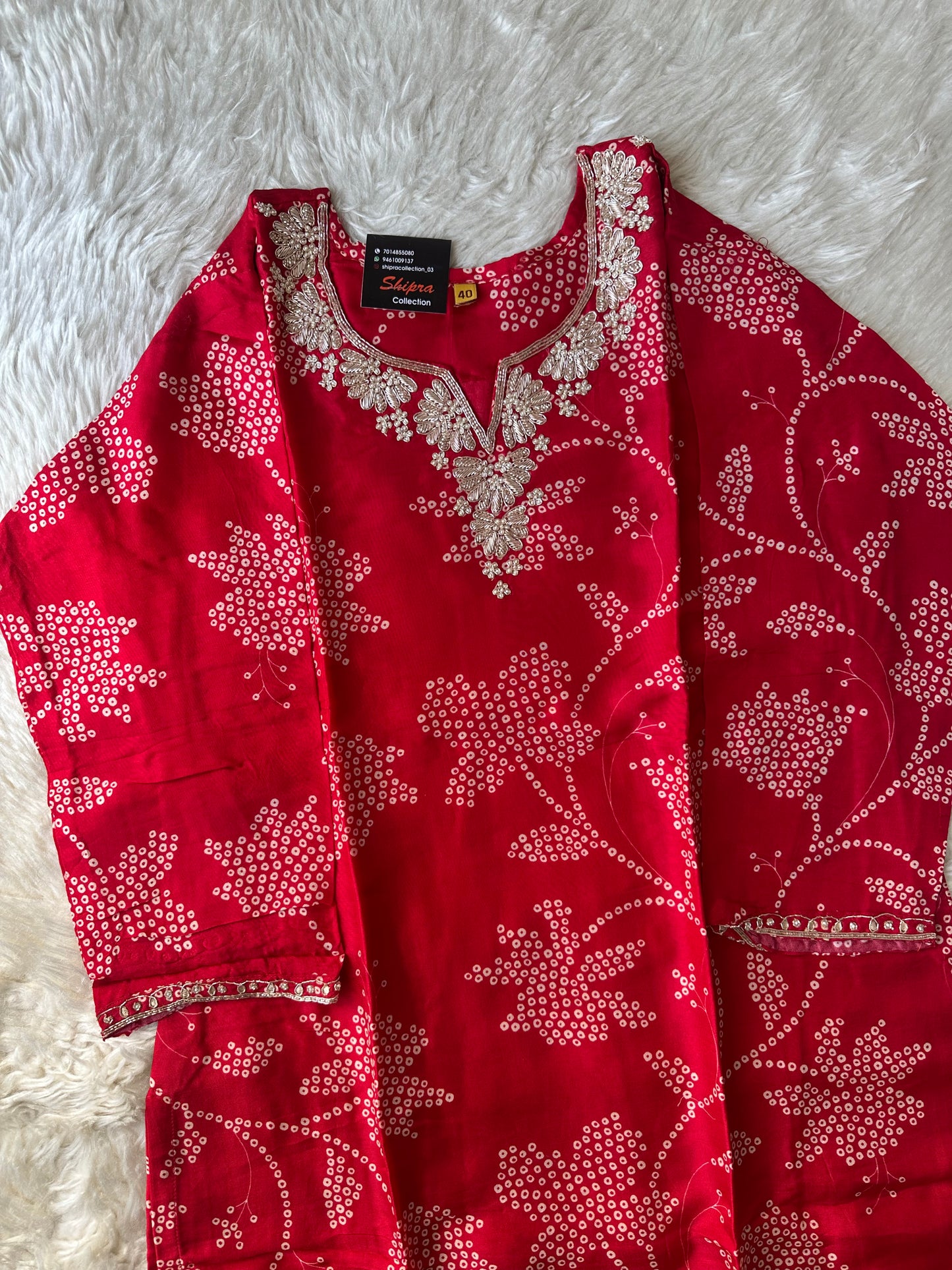 Pure Silk Kurti Pant Organza Dupatta Set