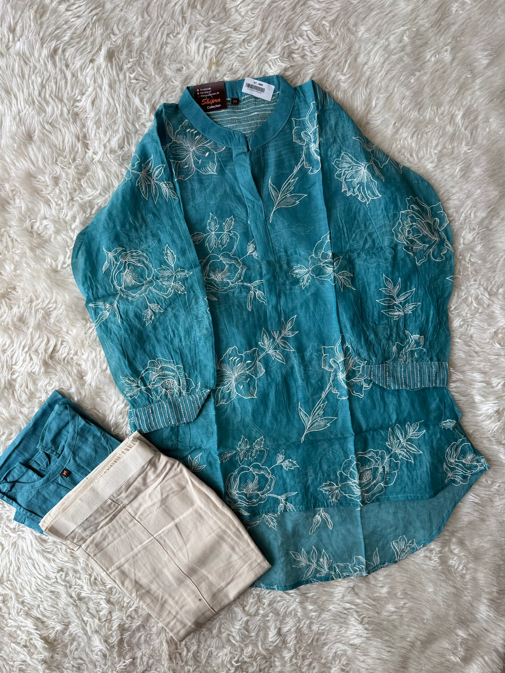 Mul Chanderi Thread work Co-ord Set