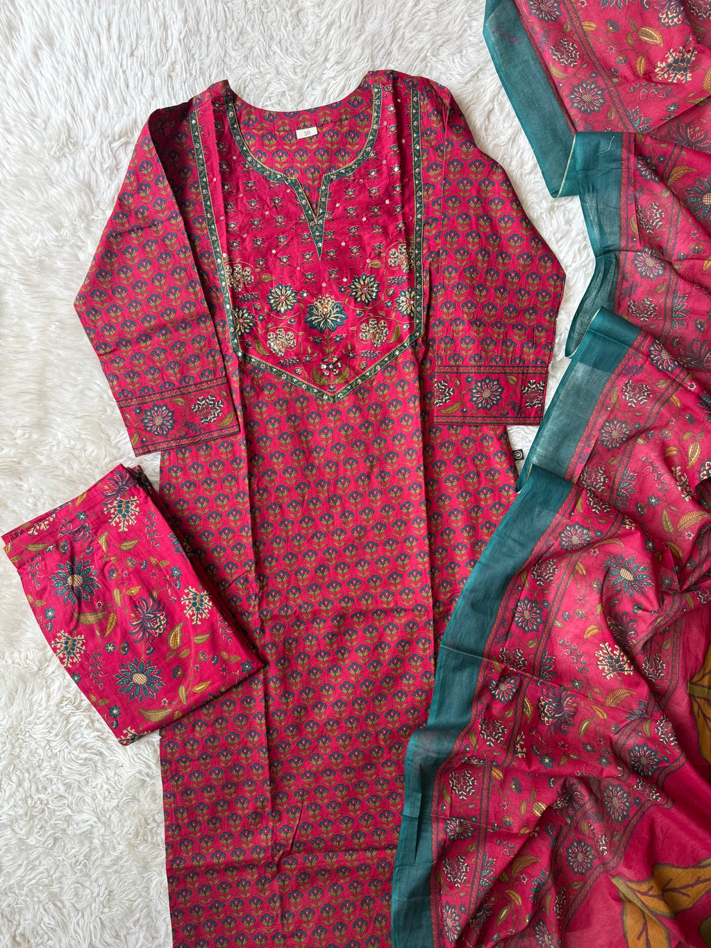 Premium Cotton Kurti Pant Dupatta Set