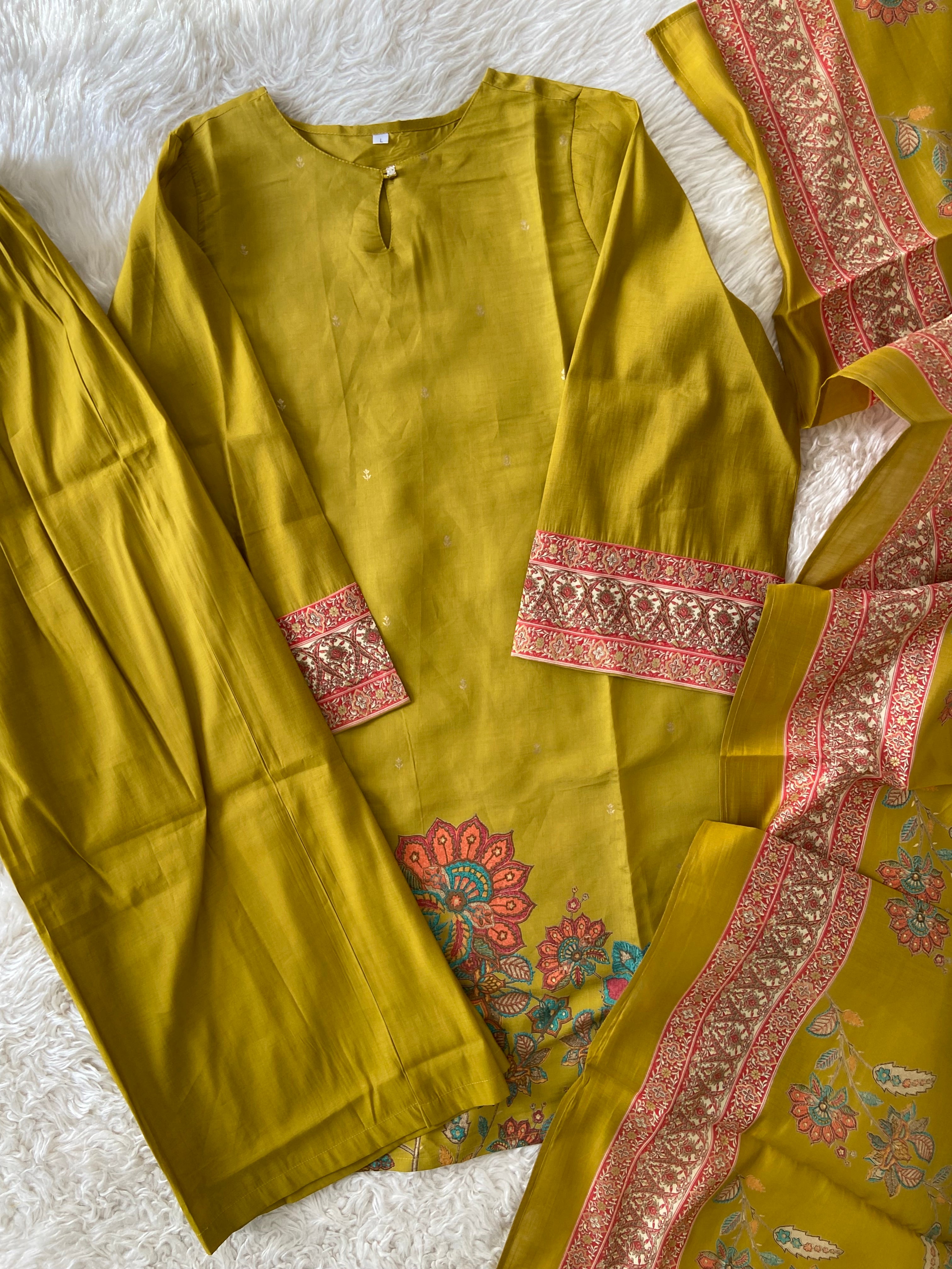Pure Muslin Silk Kurti PlazoDupatta Set