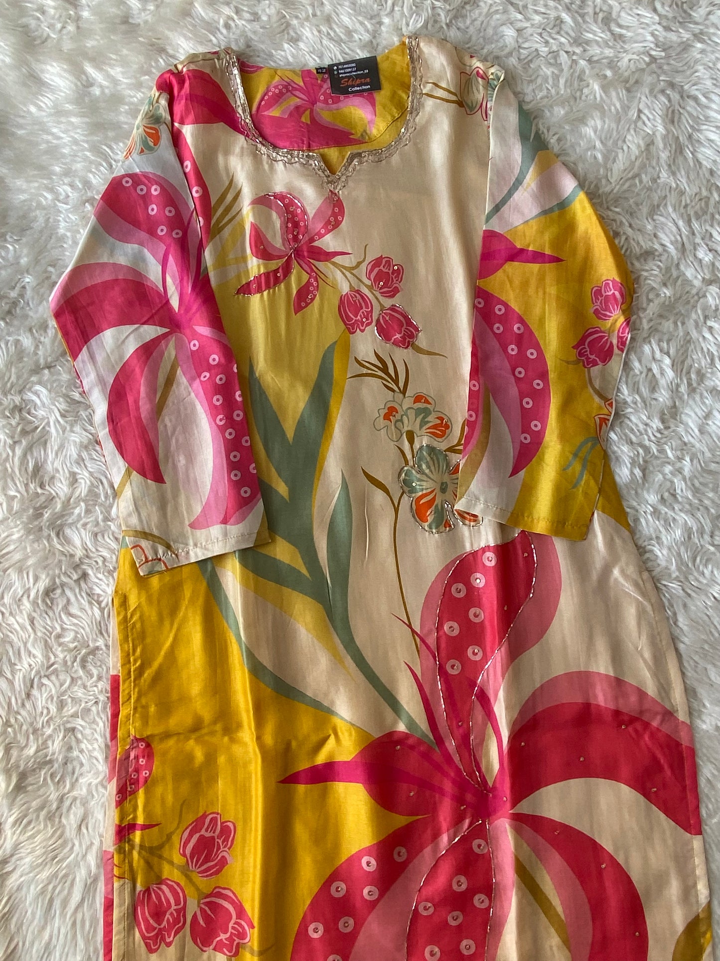 Pure Silk Kurti Pant Dupatta Set