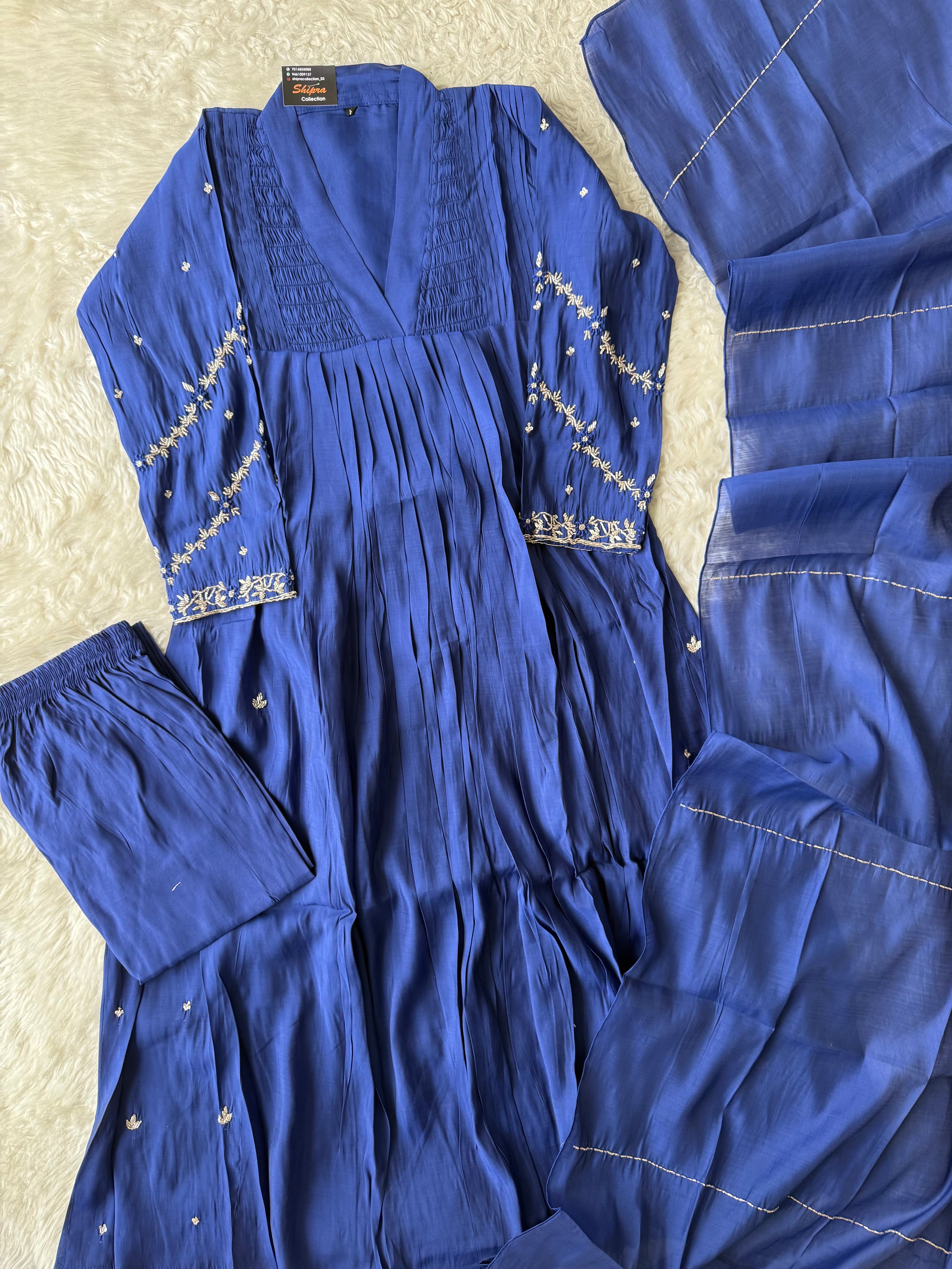 Premium Muslin Silk Kurti Pant Dupatta Set
