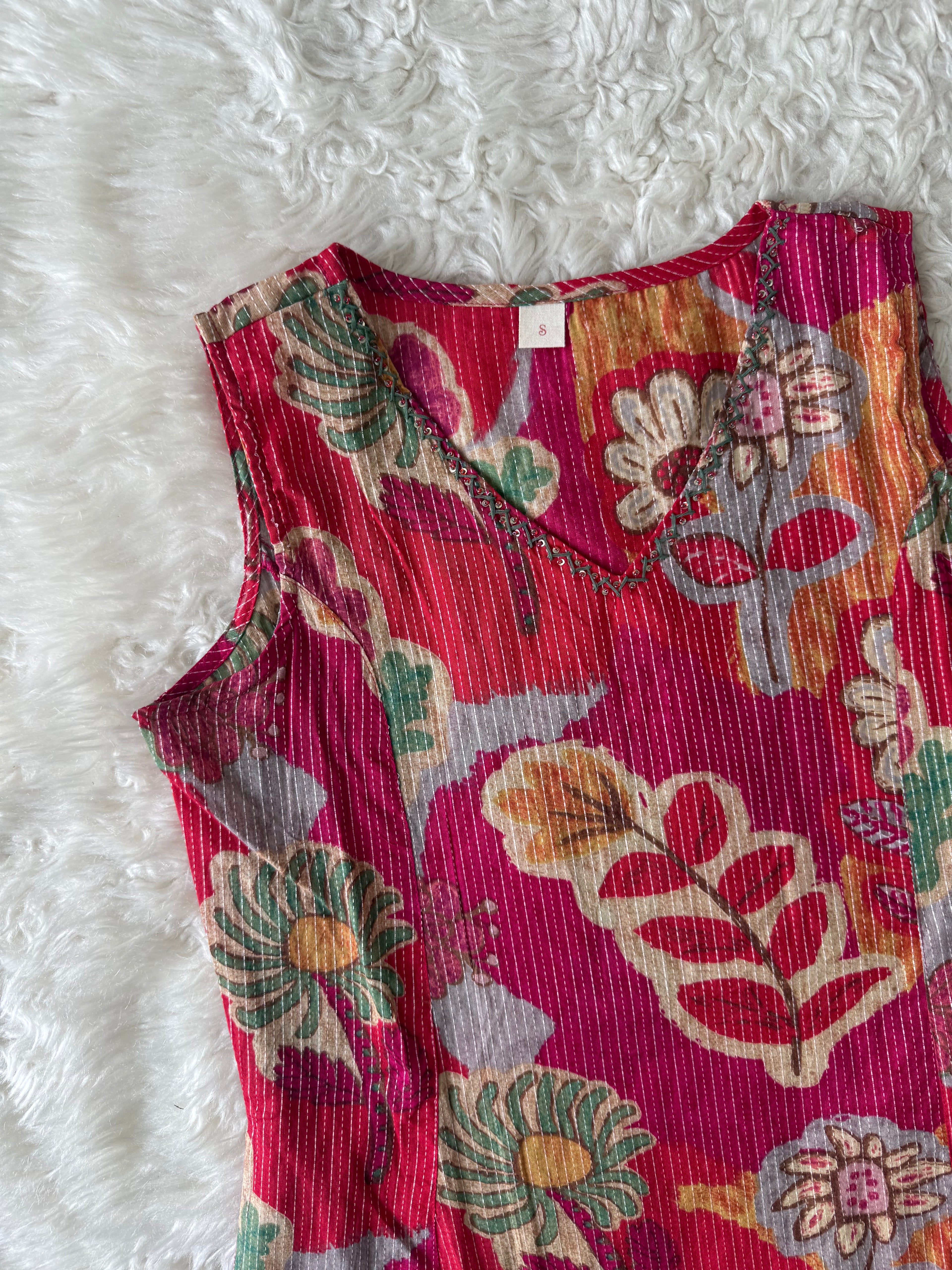 Premium Cotton Sleeveless Kurti Pant Set