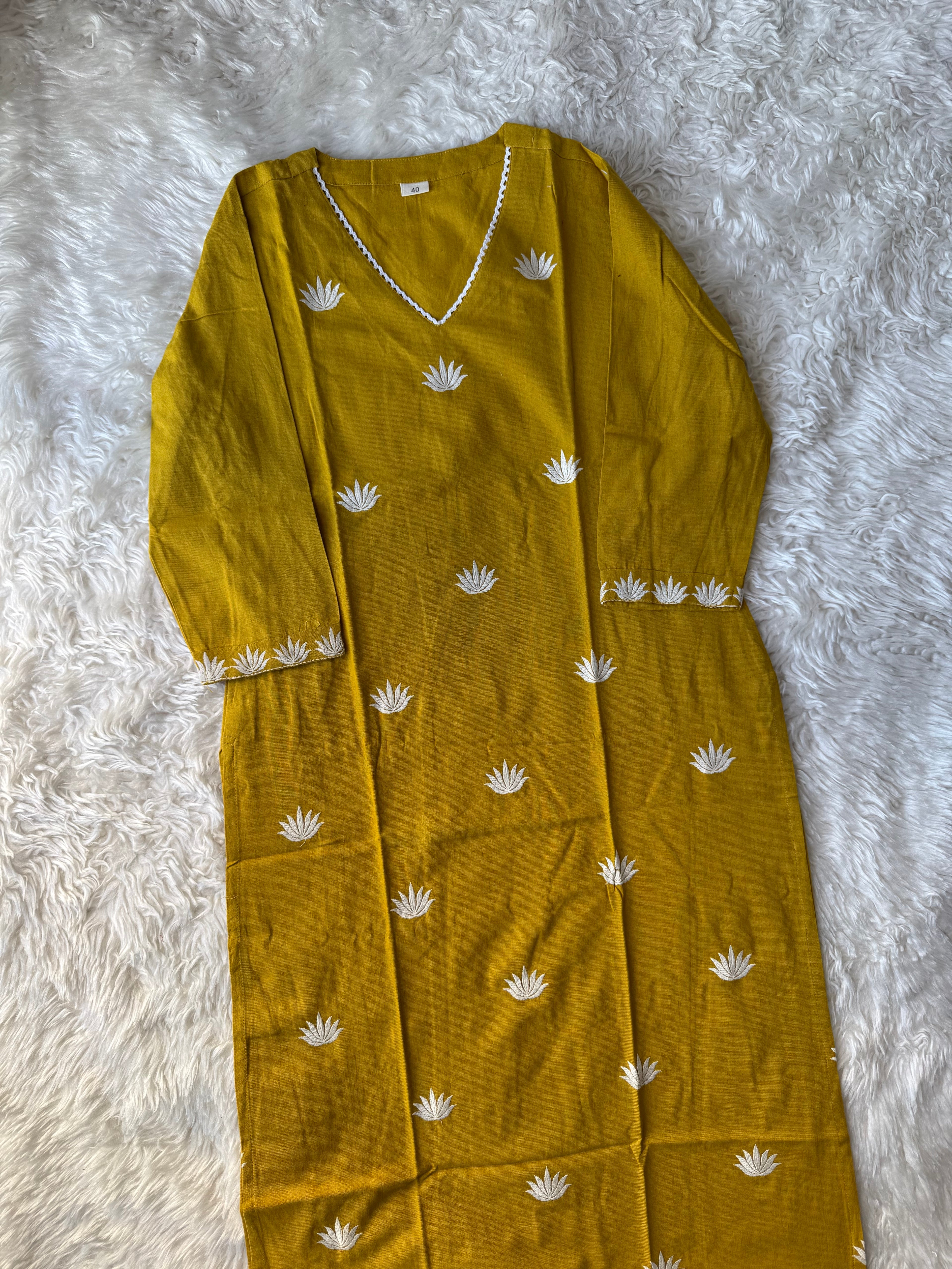 Khadi Cotton Kurti Pant Dupatta Set