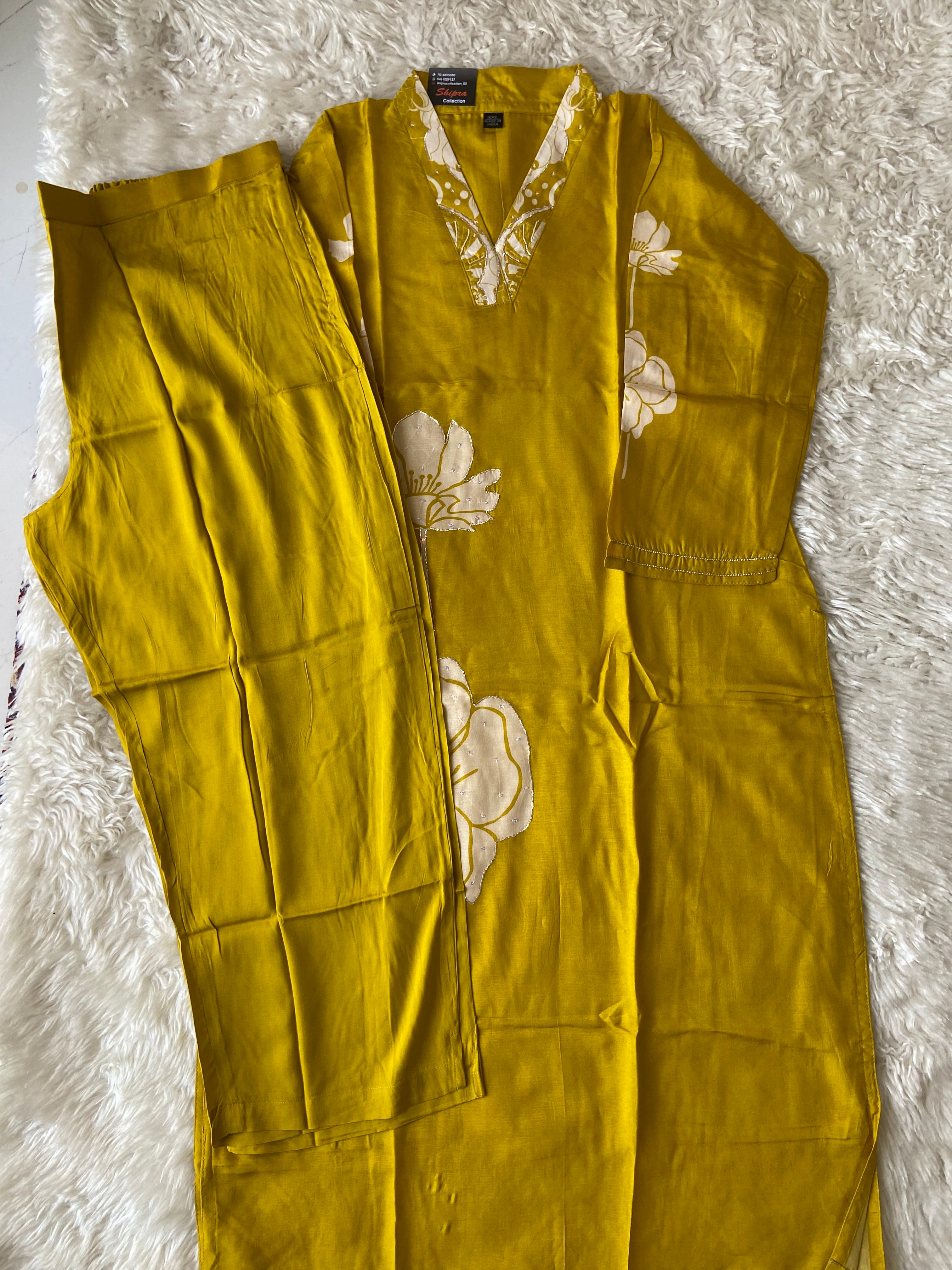 “Plus Size” Russian Silk Kurti Pant Dupatta Set