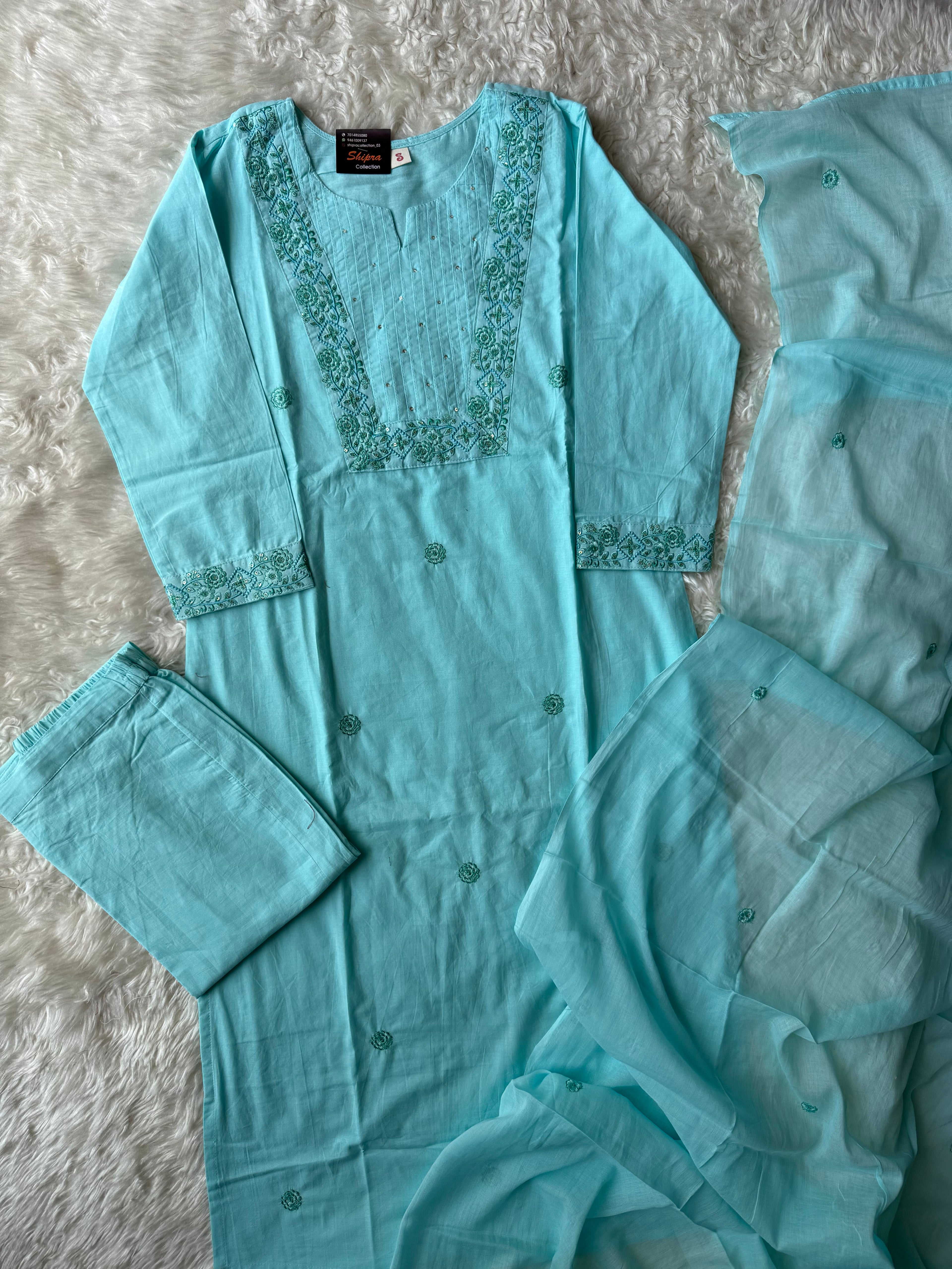 Premium Cotton Kurti Pant Dupatta Set