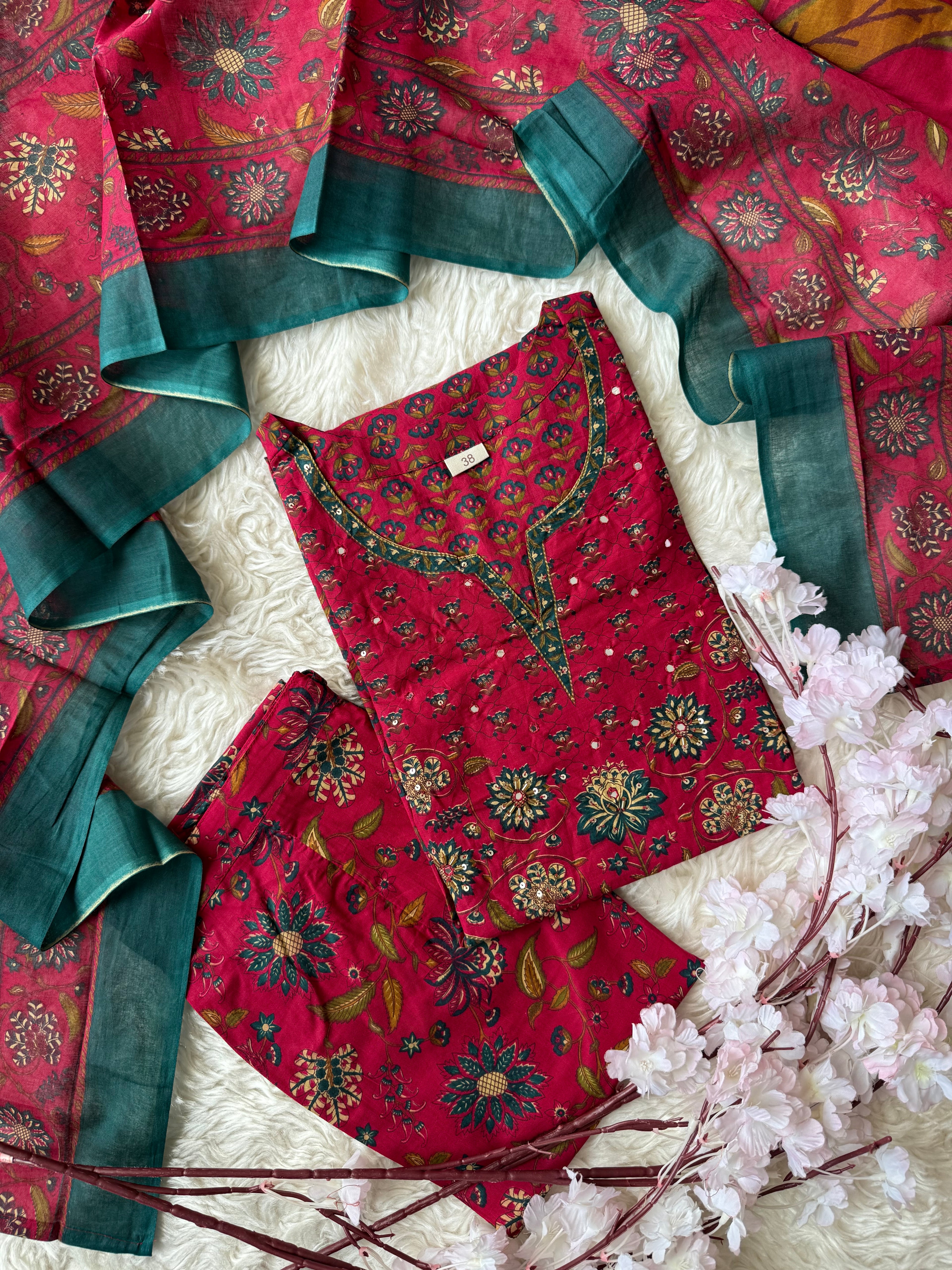 Premium Cotton Kurti Pant Dupatta Set