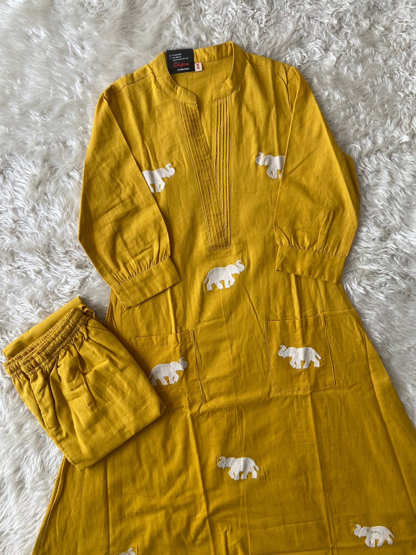 Elephant A-line Kurti Plazo Set