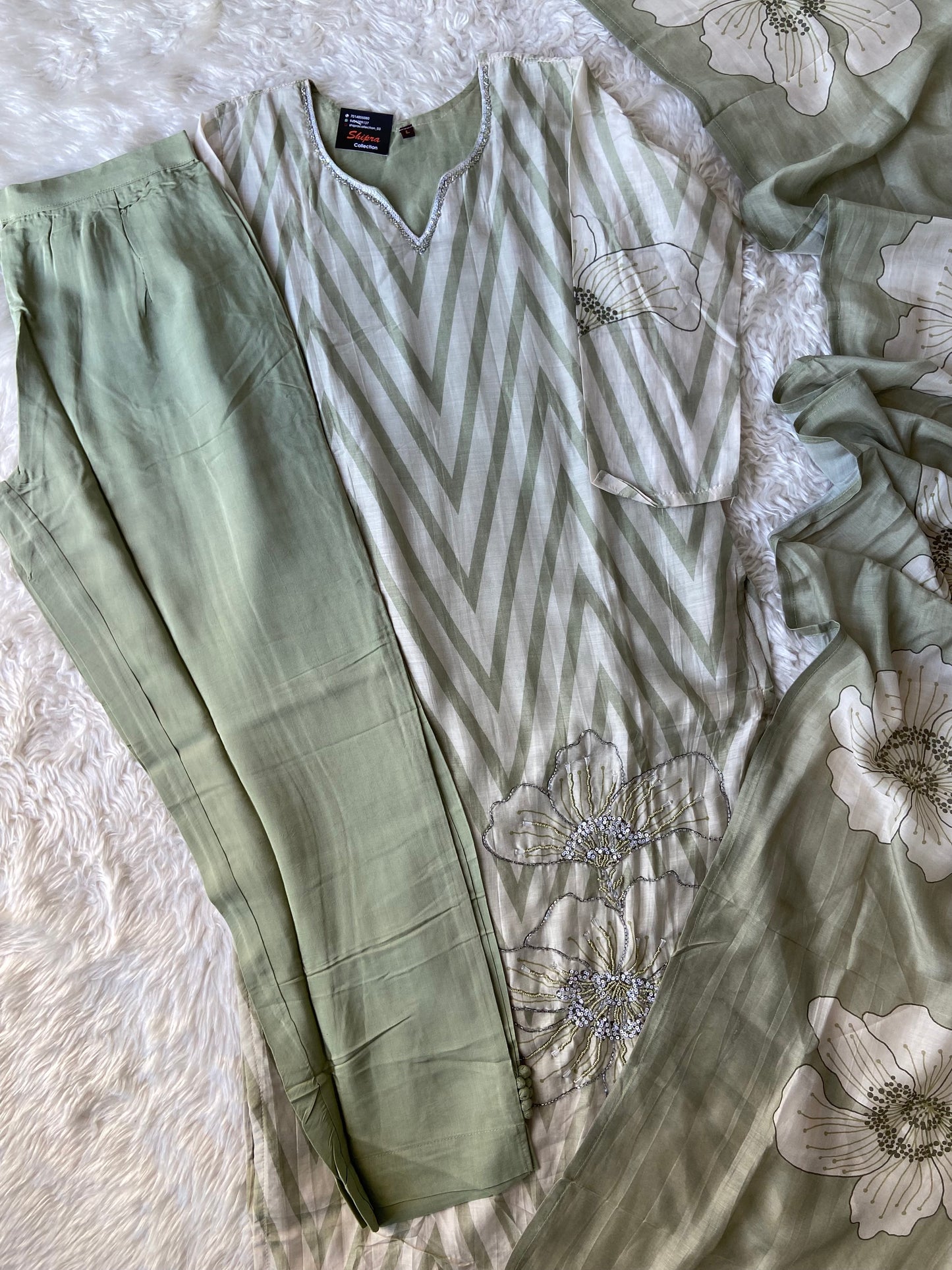 Pure Silk Kurti Pant Dupatta Set