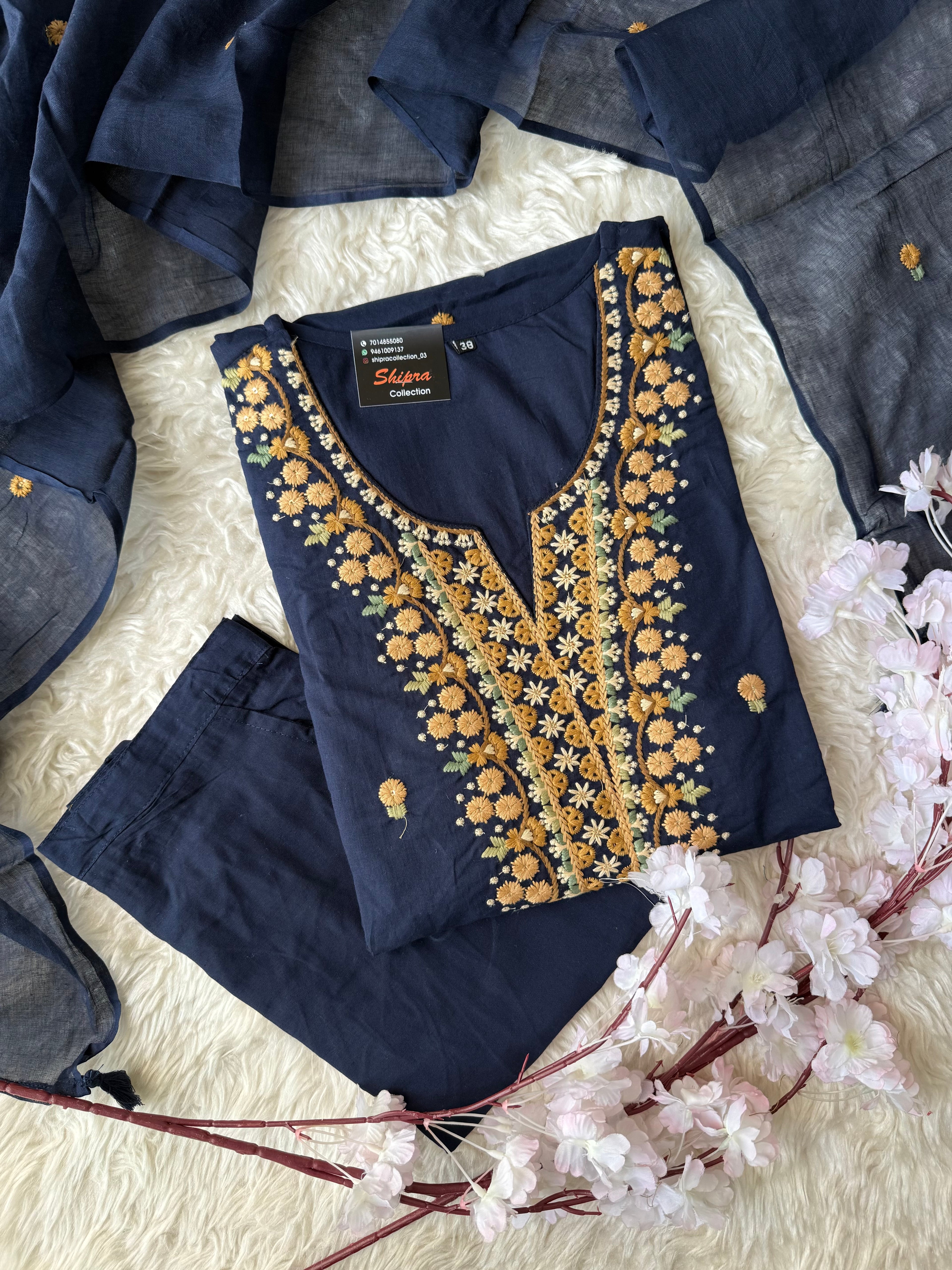 Premium Cotton Kurti Pant Dupatta Set