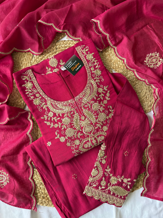 Muslin Silk Kurti Sharara Dupatta Set