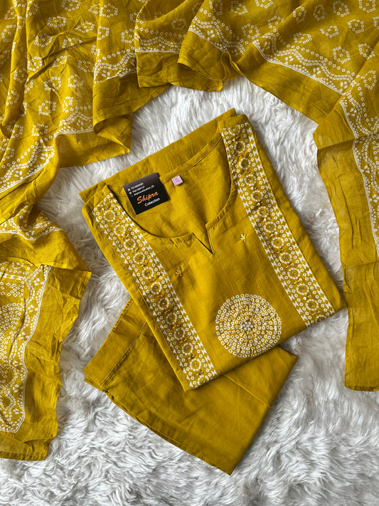 Premium Cotton Kurti Pant Dupatta Set