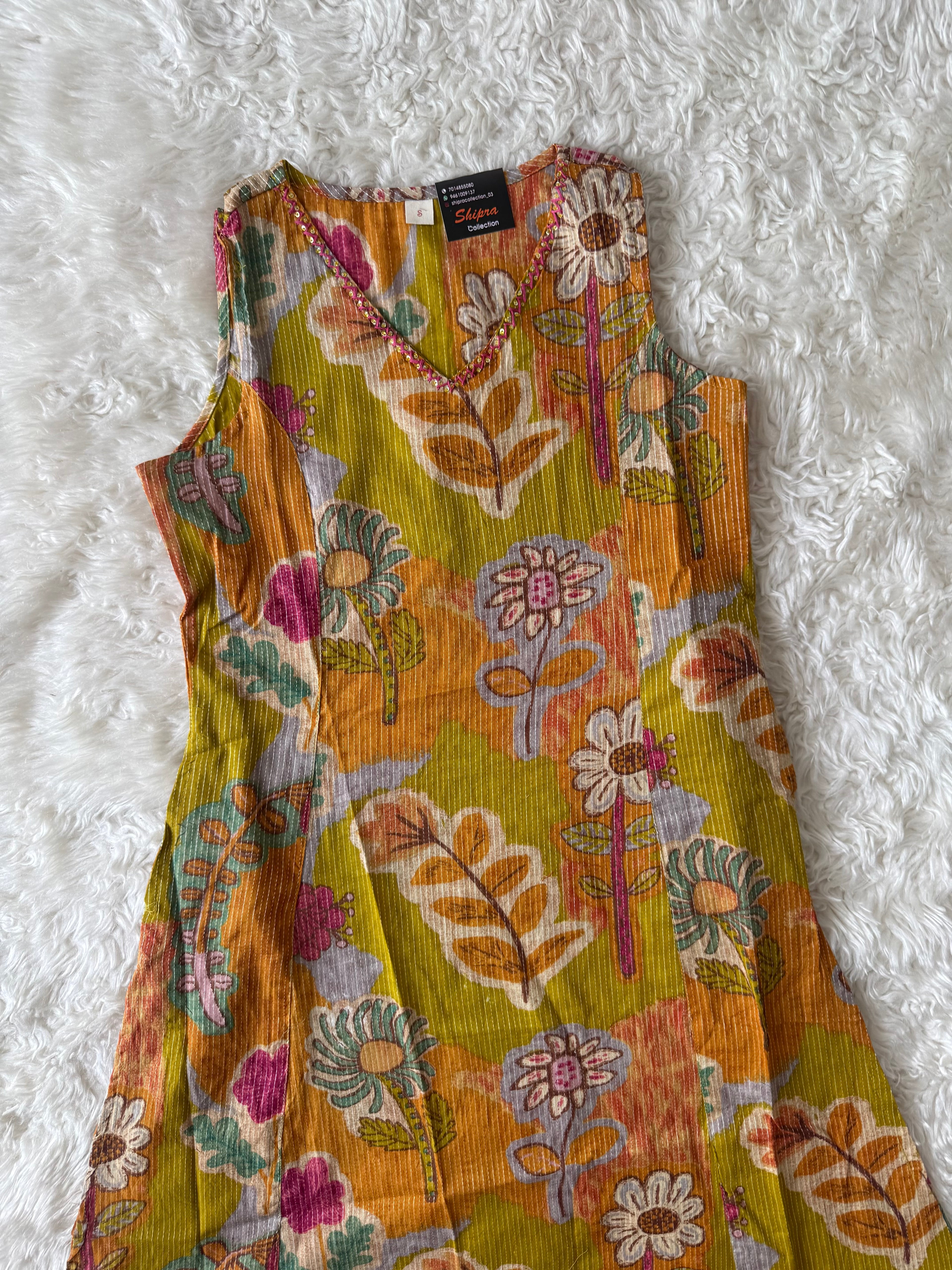 Premium Cotton Sleeveless Kurti Pant Set