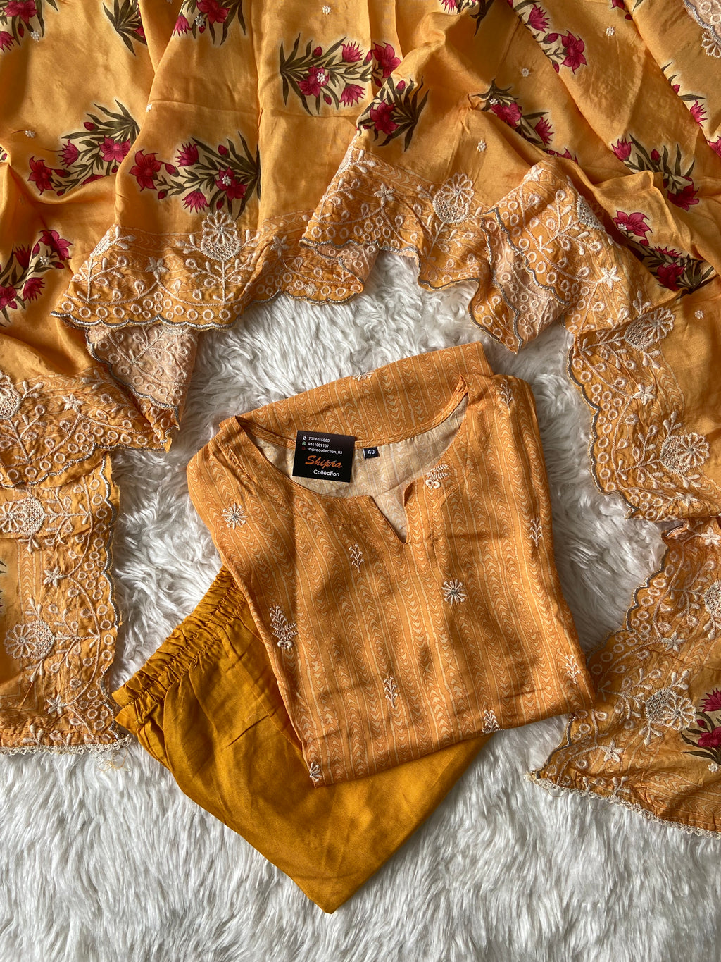 Butter Silk Kurti Pant Dupatta Set