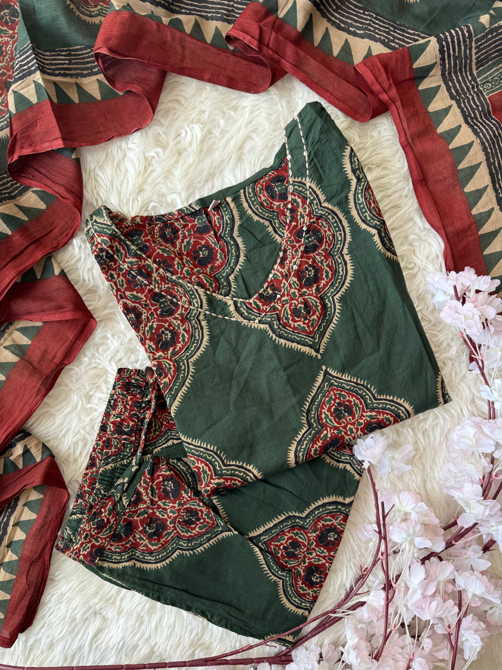 Premium Cotton Kurti Pant Dupatta Set
