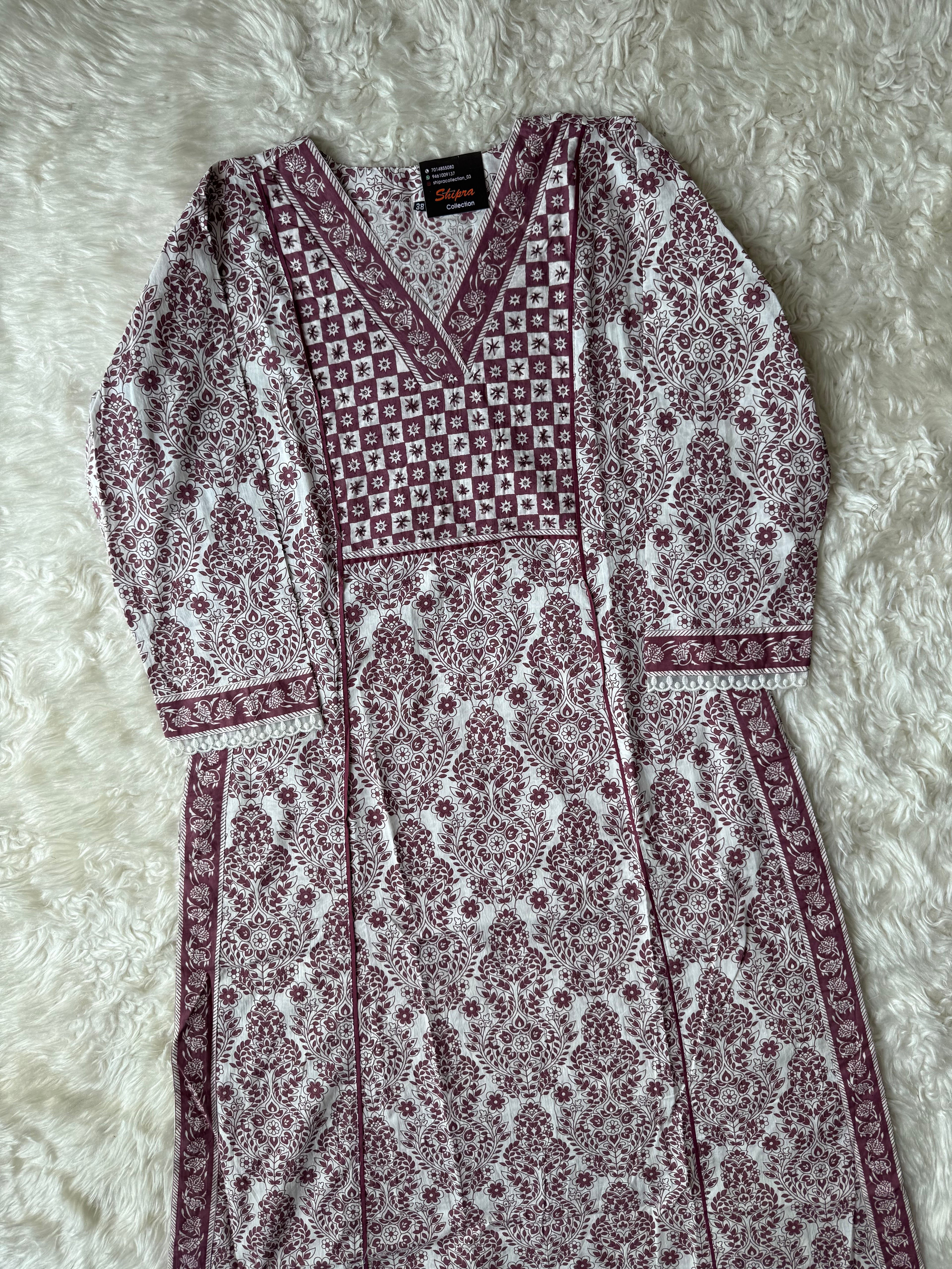 Premium Cotton Aline Kurti Pant Dupatta Set