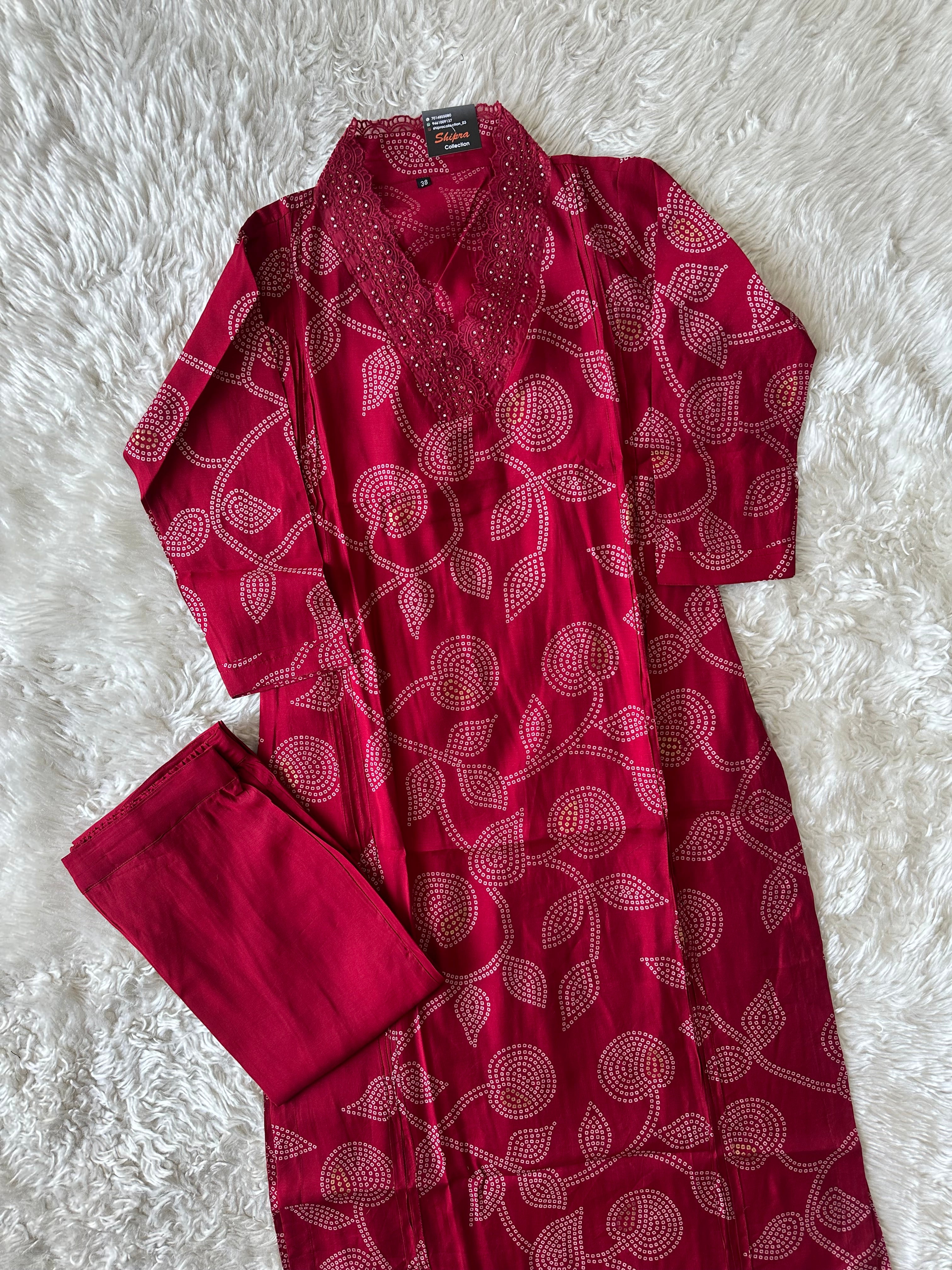 Pure Muslin Silk Kurti Pant Set