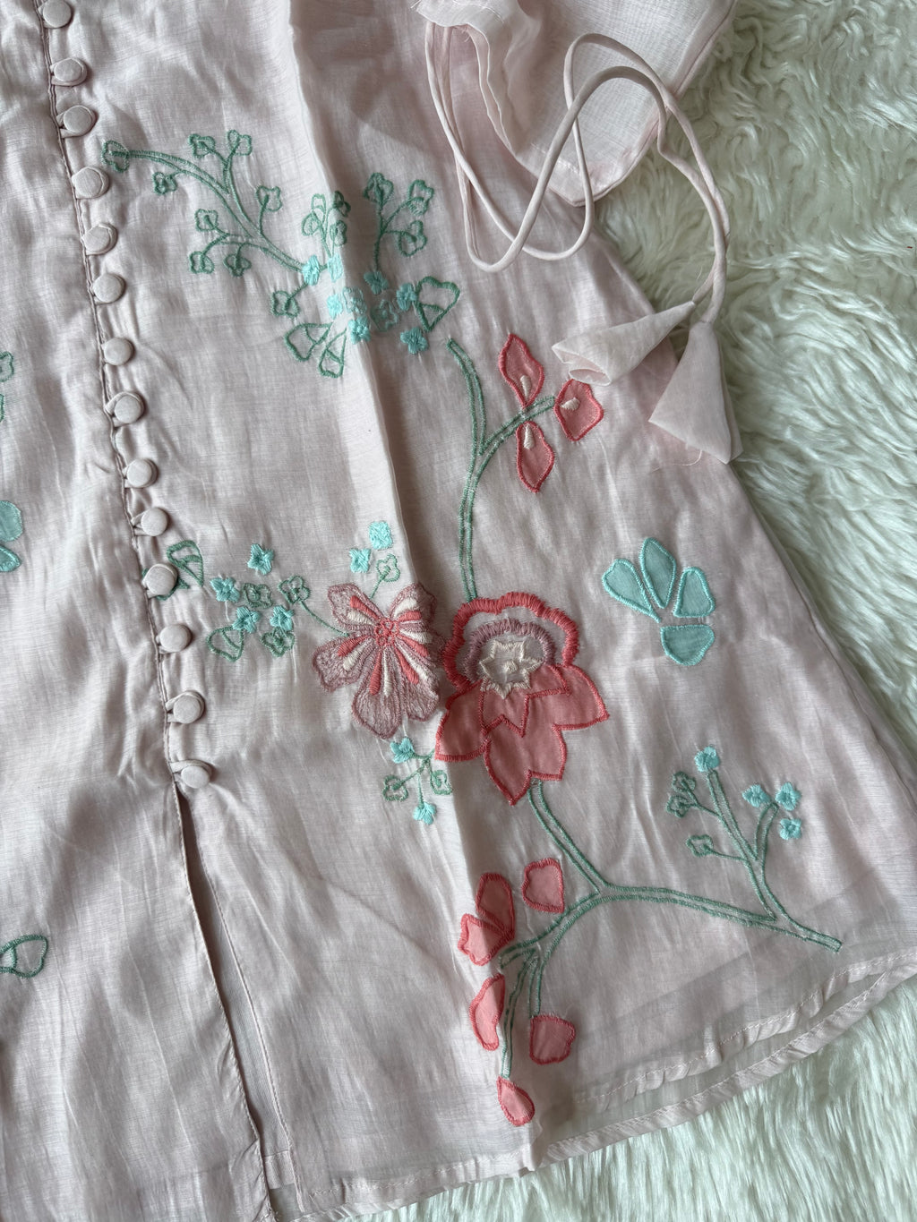 Mul Chanderi Thread work Co-ord Set