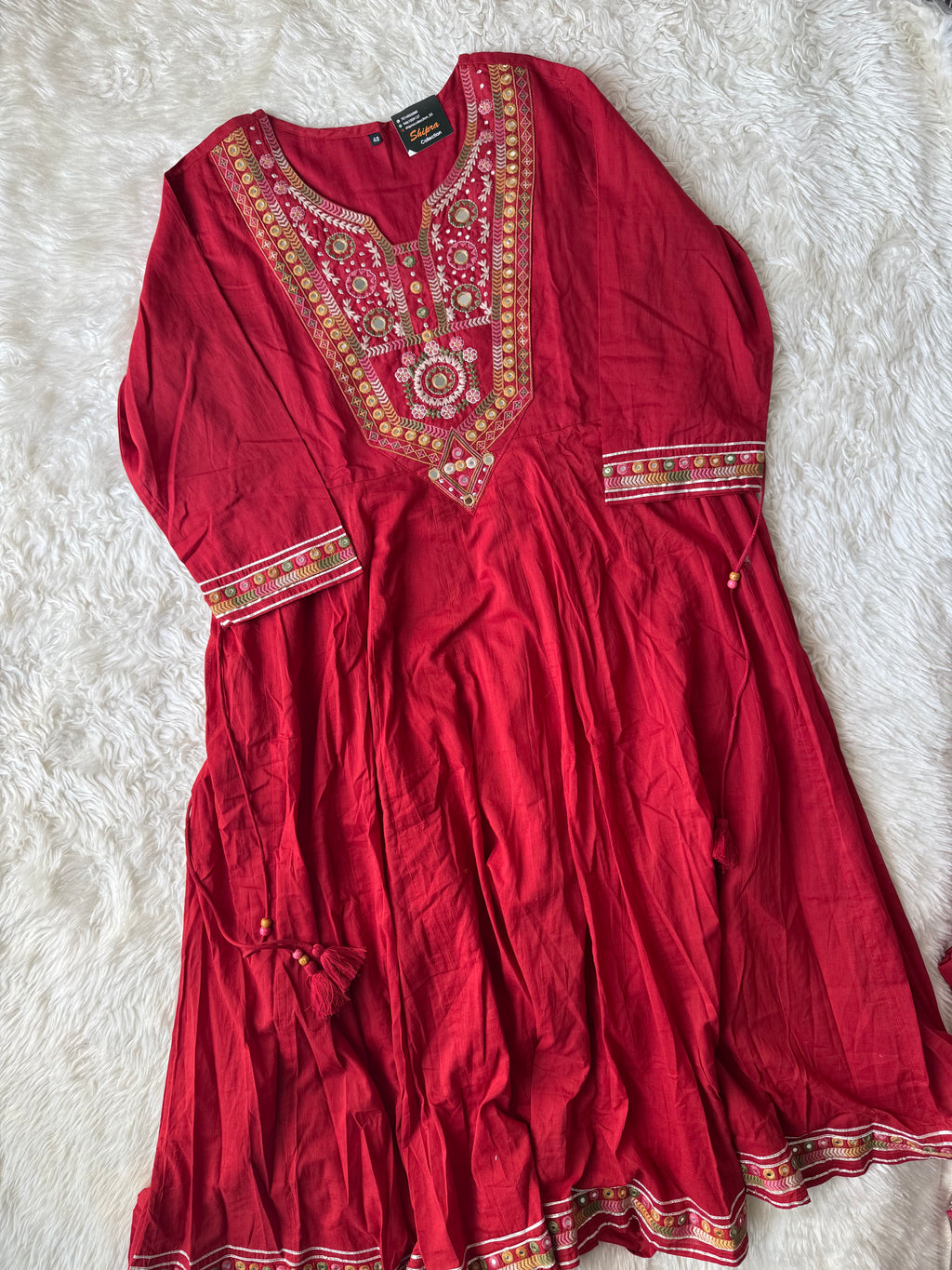 Premium Cotton FLARE Kurti Pant Dupatta Set