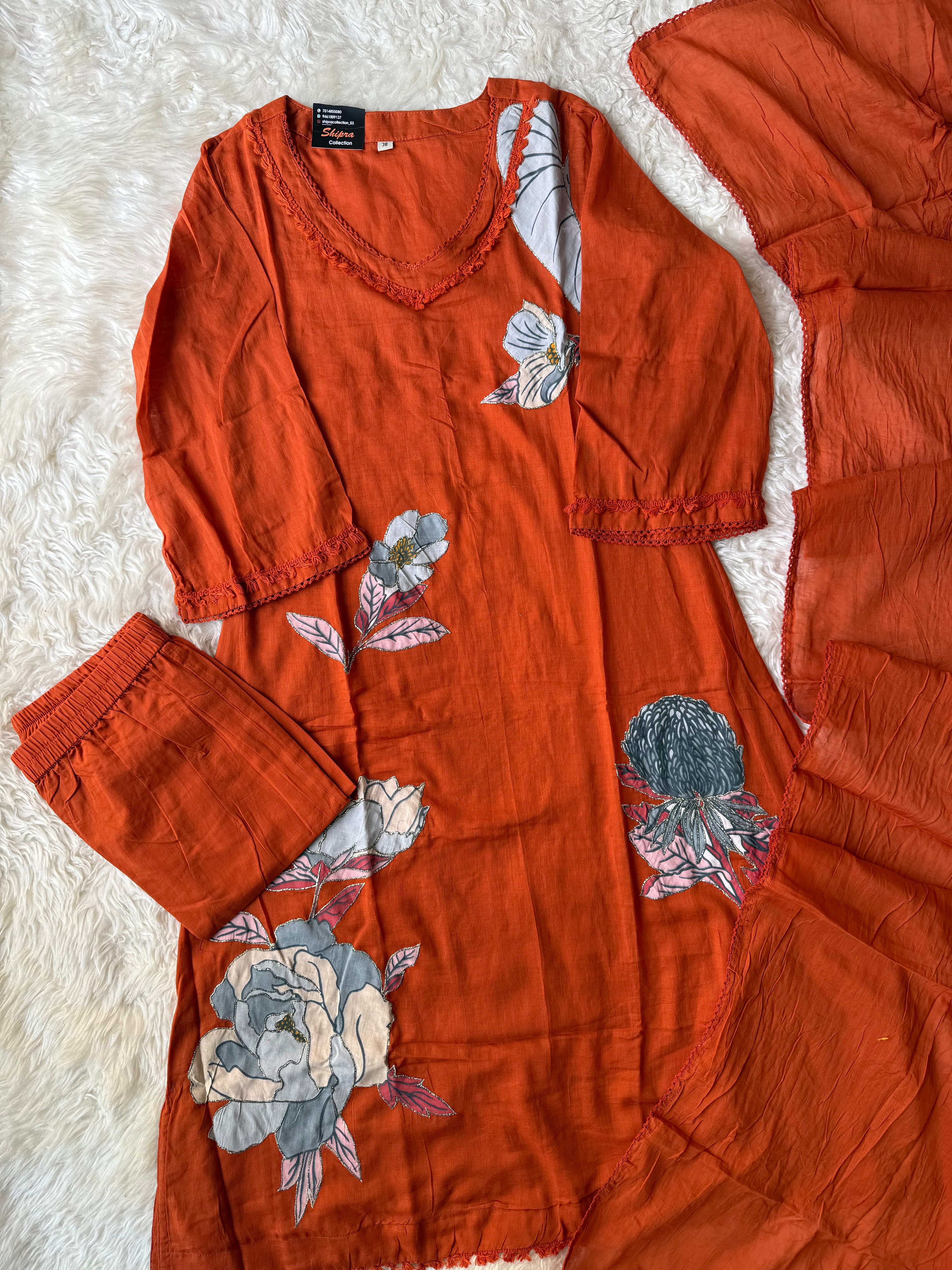 Mul Cotton Kurti Pant Dupatta Set