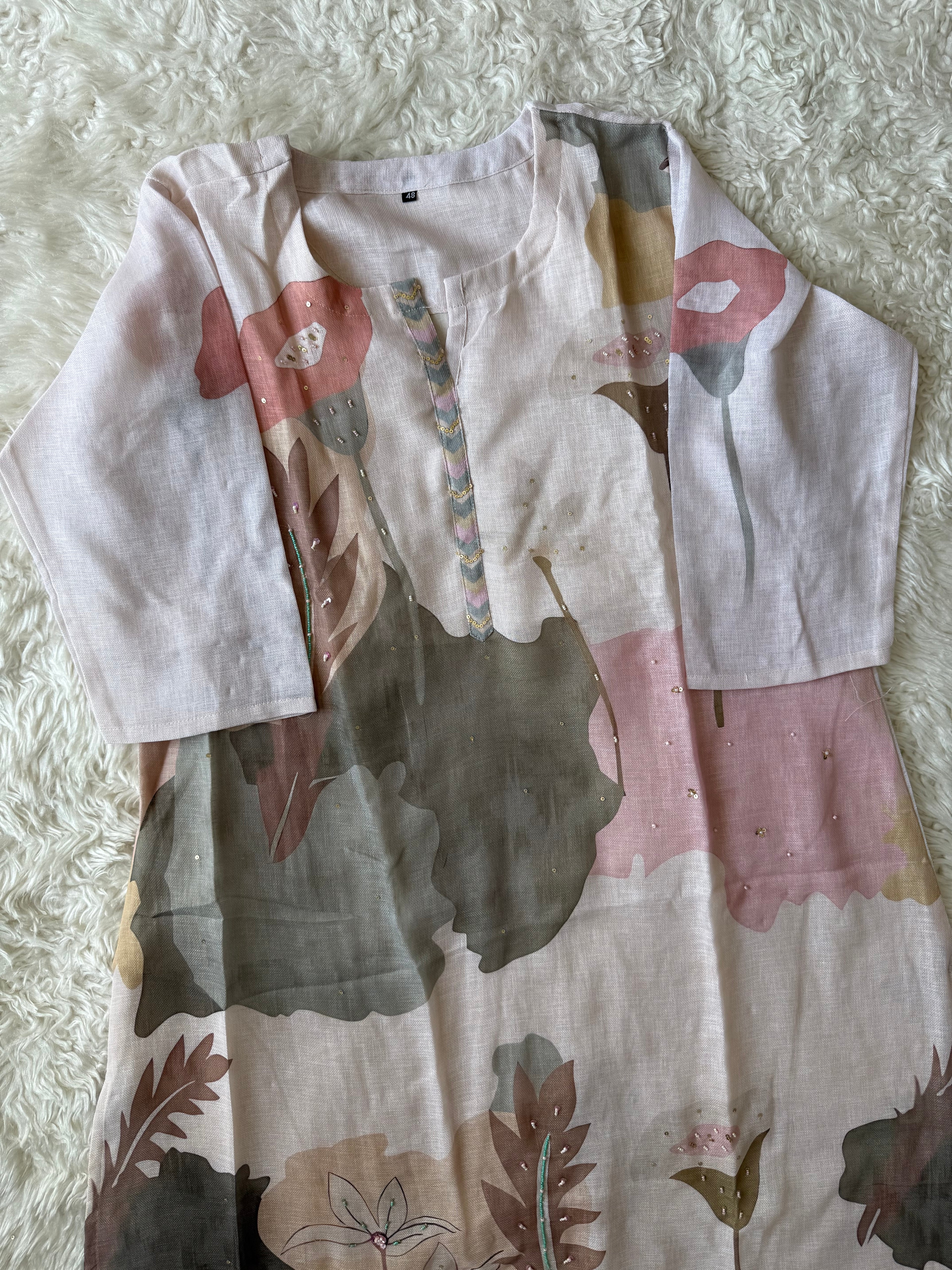 “Plus Size” Linen Kurti Pant Dupatta Set